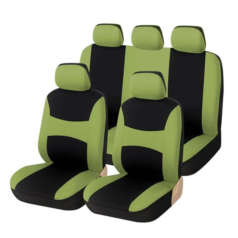 QIUYMGFG Auto-Schonbezüge Autositzschoner Universell passende Autositzbezüge, 9-teiliges Komplettschutzset, Airbag-kompatibel, Schwarz mit Rot(Green Full Set) von QIUYMGFG