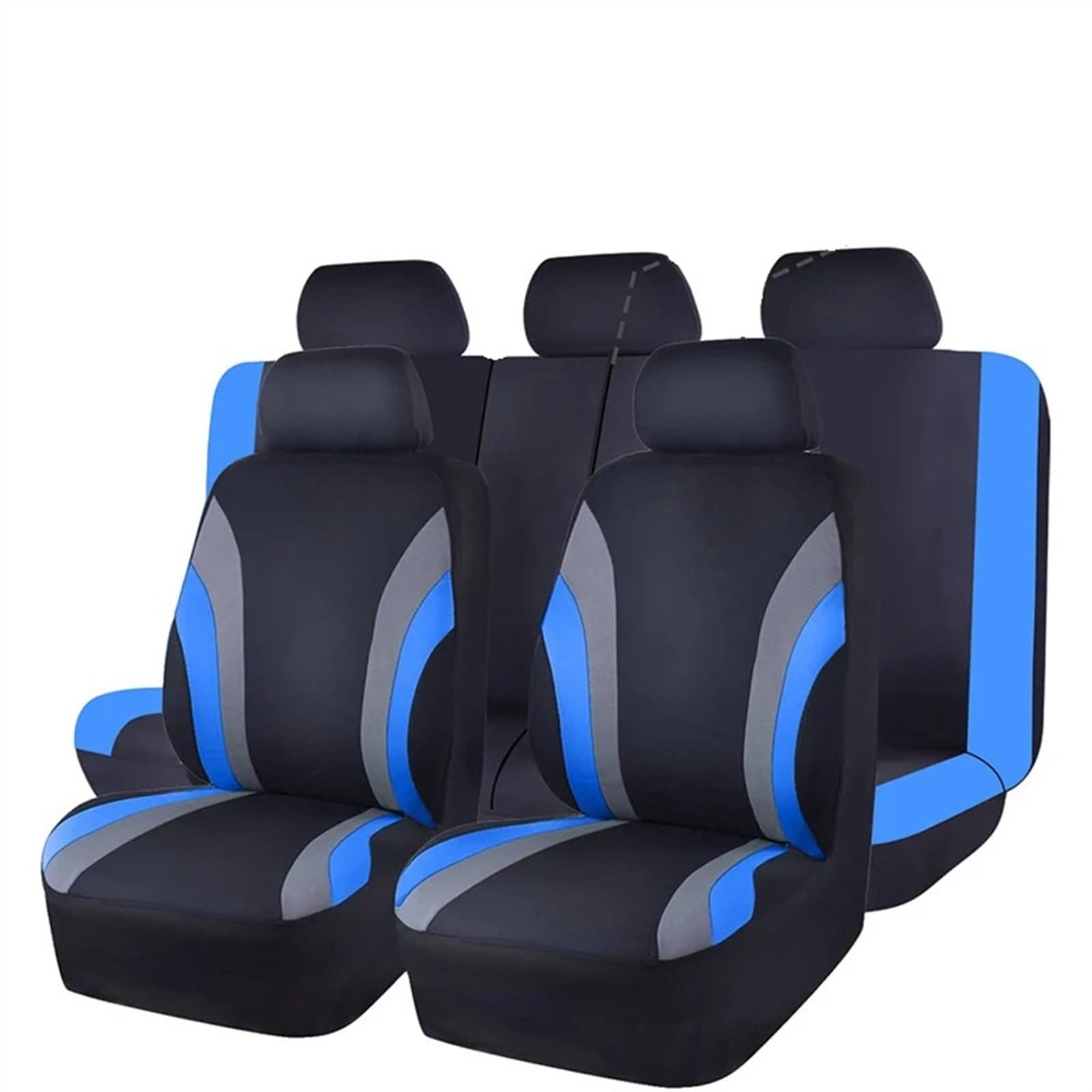 QIUYMGFG Auto-Schonbezüge Autositzschoner Universelle Autositzbezüge, komplettes Set, atmungsaktive Stoffsitzbezüge fürs Auto, passend für die meisten Auto-SUV-Innenausstattungen(Blue 5 Seat) von QIUYMGFG