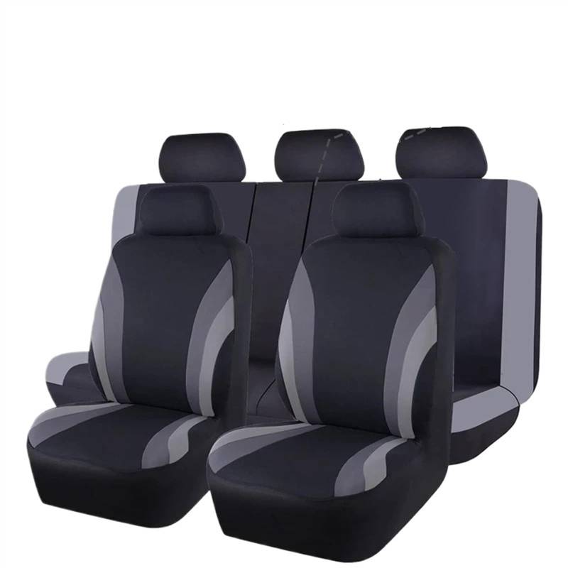 QIUYMGFG Auto-Schonbezüge Autositzschoner Universelle Autositzbezüge, komplettes Set, atmungsaktive Stoffsitzbezüge fürs Auto, passend für die meisten Auto-SUV-Innenausstattungen(Gray 5 Seat) von QIUYMGFG