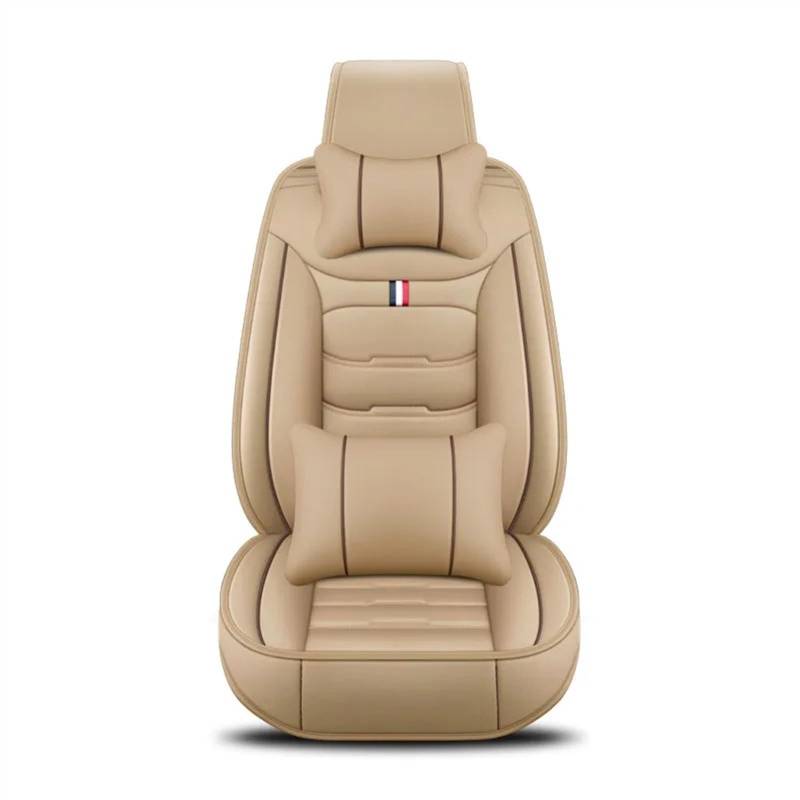 QIUYMGFG Auto-Schonbezüge Autositzschoner Universeller Autositzbezug aus Leder, Autozubehör(Beige 1 Seat Pillow) von QIUYMGFG