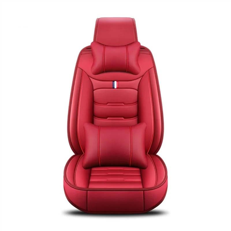 QIUYMGFG Auto-Schonbezüge Autositzschoner Universeller Autositzbezug aus Leder, Autozubehör(Red 1 Seat Pillow) von QIUYMGFG