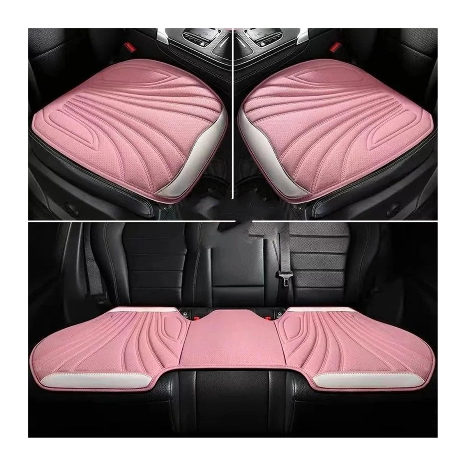 QIUYMGFG Auto-Schonbezüge Autositzschoner Wildleder Auto Vorne/Hinten Schutz Innenausstattung Autositzbezug Universal 5-Sitzer Atmungsaktives Anti-Rutsch-Kissen(3pcs pink) von QIUYMGFG