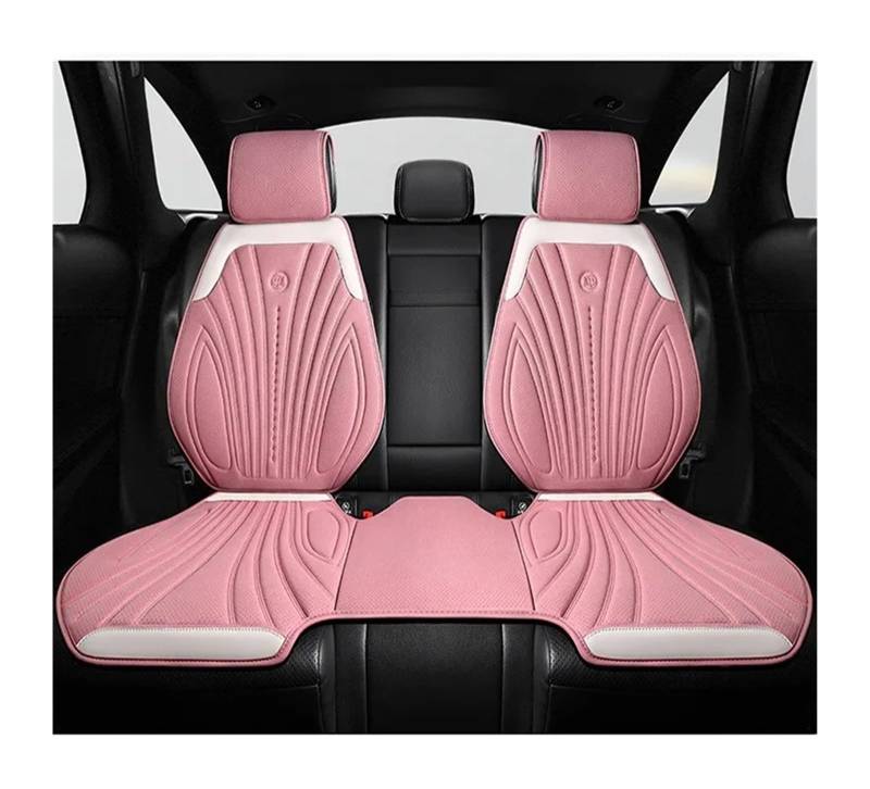 QIUYMGFG Auto-Schonbezüge Autositzschoner Wildleder Auto Vorne/Hinten Schutz Innenausstattung Autositzbezug Universal 5-Sitzer Atmungsaktives Anti-Rutsch-Kissen(3pcs pink Rear Row) von QIUYMGFG