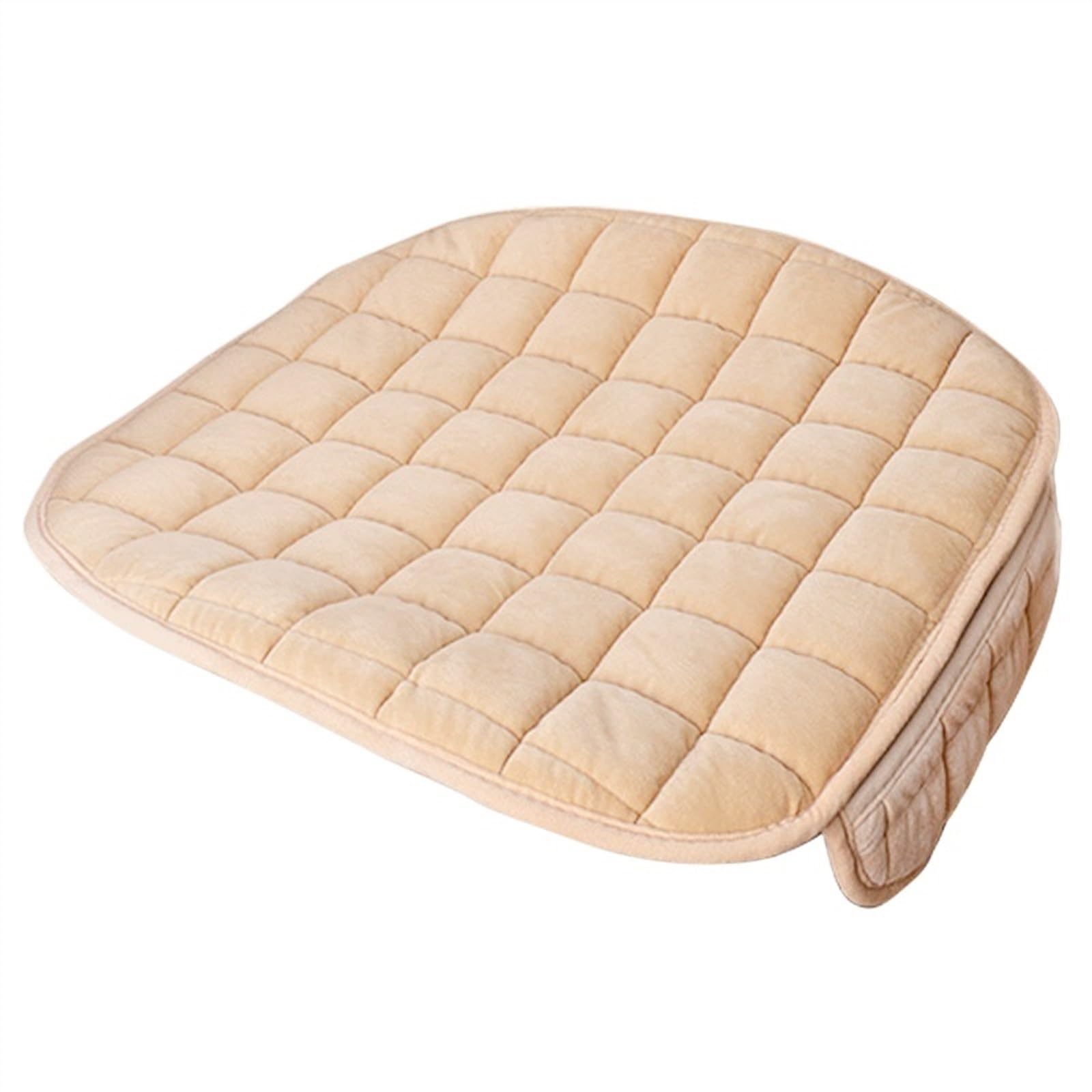 QIUYMGFG Auto-Schonbezüge Autositzschoner Winter-Plüsch-Autositzbezug, warm, weich, Auto-Sitzkissen, rutschfeste Sitzschutzpolster, universell für die meisten Automodelle(Beige Front 1 pc) von QIUYMGFG