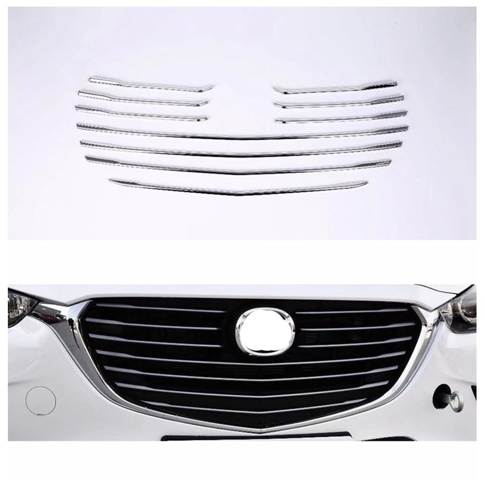 QIUYU2024 Auto Chrom Kühlergrill Stylingleisten für Mazda CX-3 CX3 2017-2021, ABS Kühlergrill Einsätze zum Anklippen, Kühlergrill Leiste Grillleisten Chrom Kühlergrill Grill von QIUYU2024