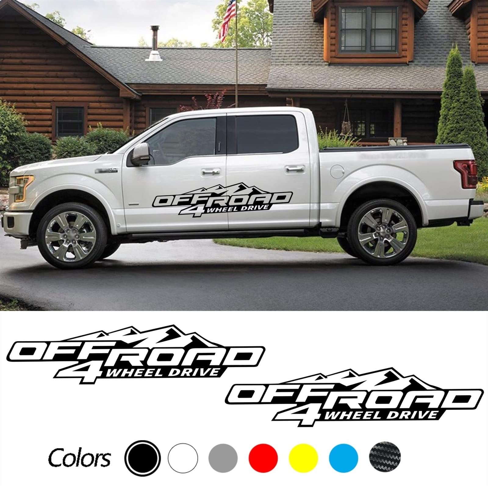 Auto PVC Aufkleber 2 Stücke DIY 4X4 Offroad Seite Auto Pickup Tuning Aufkleber Für Ford Für Toyota(Glossy Yellow,140cm x 32cm) von QJPGUHTV