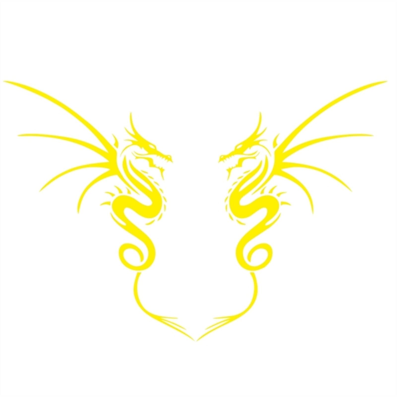 Auto PVC Aufkleber 2PCS Dragon Totem Creative Tribe Frontabdeckung Autoaufkleber für LKW Wohnwagen DIY Vinyl Aufkleber Seitentür Aufkleber(Yellow) von QJPGUHTV