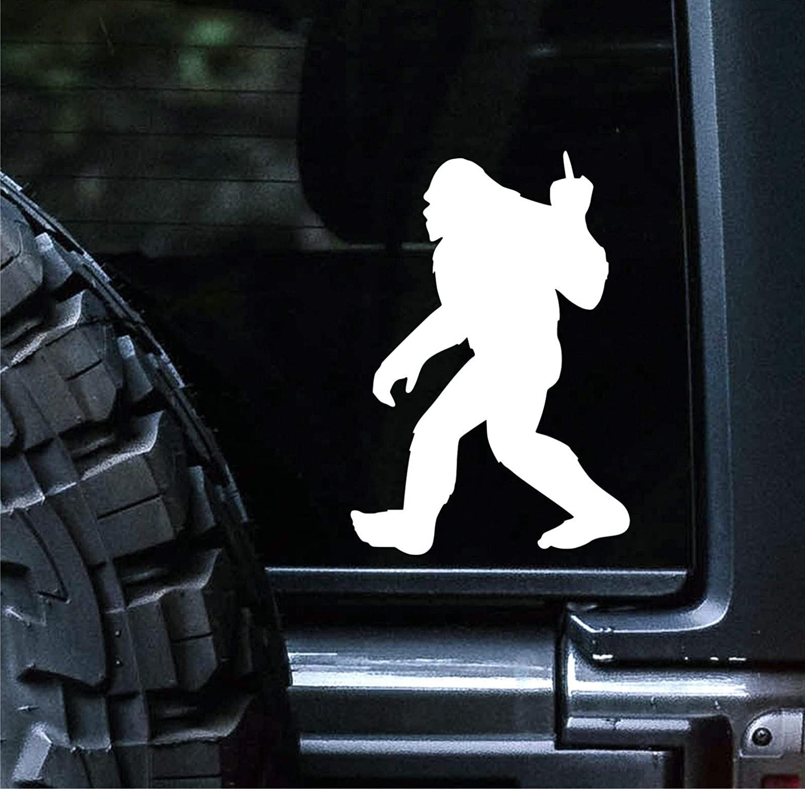 Auto PVC Aufkleber Aufkleber Bigfoot Mittelfinger Aufkleber Vinyl Aufkleber Sasquatch Funny Truck Vans Wand Laptop(Black,13cm) von QJPGUHTV