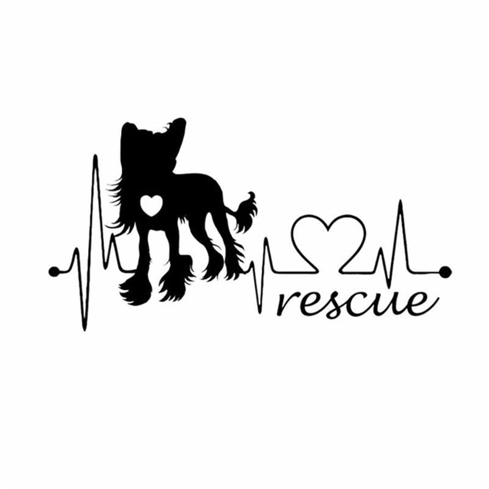 Auto PVC Aufkleber Crested Dog Rescue Heartbeat Vinyl Wasserdichter Heckscheiben-Stoßfänger-Körperaufkleber(Black) von QJPGUHTV