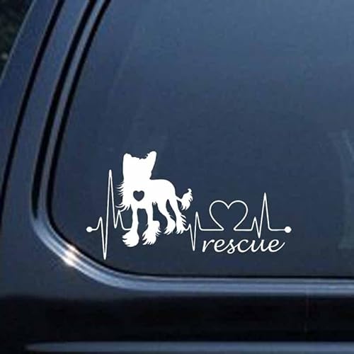 Auto PVC Aufkleber Crested Dog Rescue Heartbeat Vinyl Wasserdichter Heckscheiben-Stoßfänger-Körperaufkleber(Wit) von QJPGUHTV