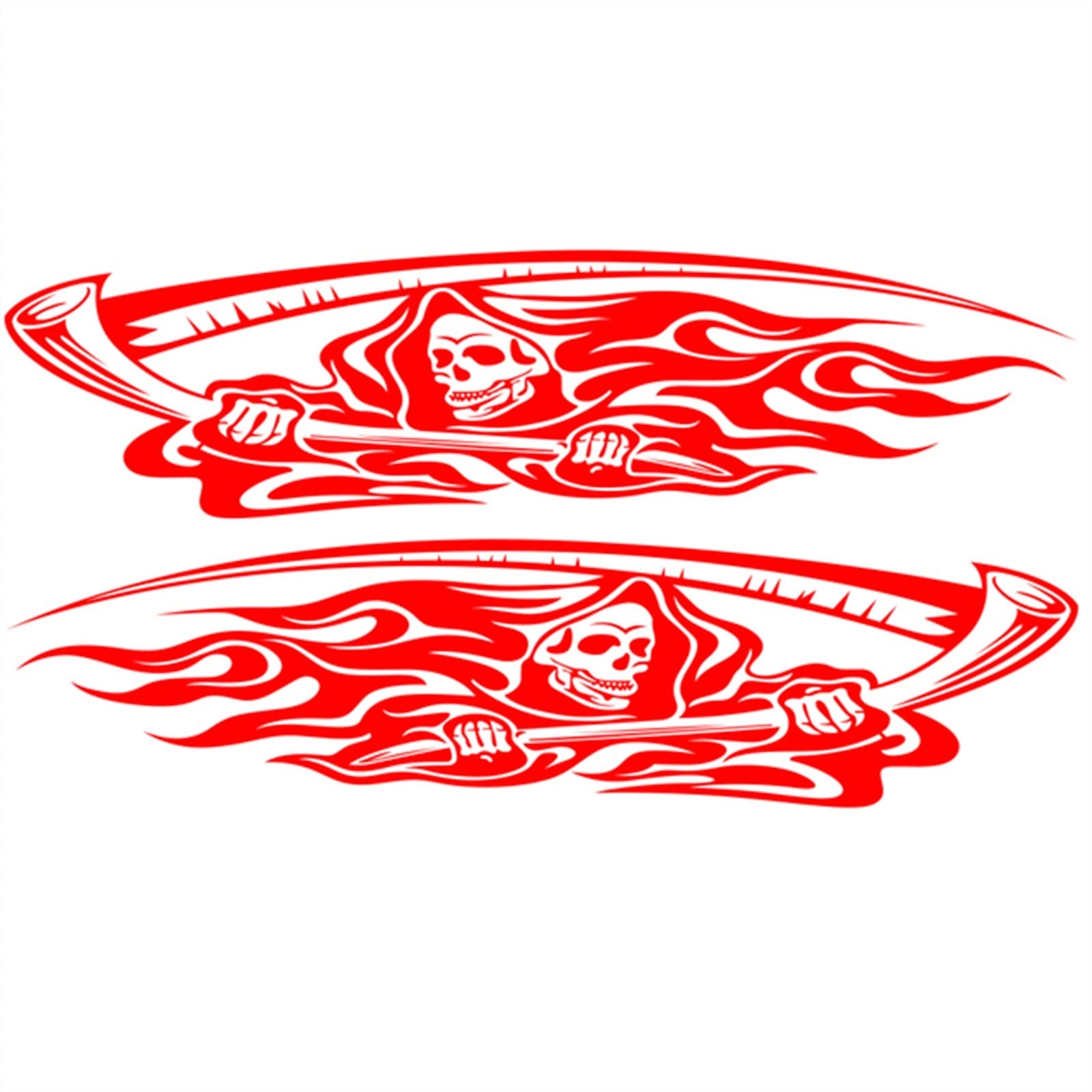 Auto PVC Aufkleber Death Skulls Totem Stripe Flamme Side Door Body Converted Stick Vinyl Decals Aufkleber(Rood) von QJPGUHTV