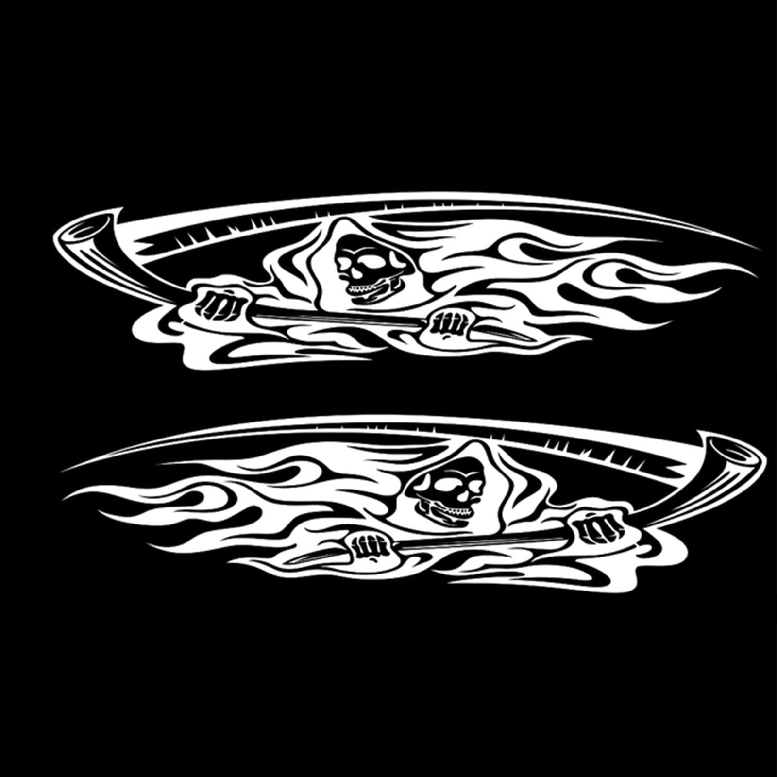 Auto PVC Aufkleber Death Skulls Totem Stripe Flamme Side Door Body Converted Stick Vinyl Decals Aufkleber(Wit) von QJPGUHTV