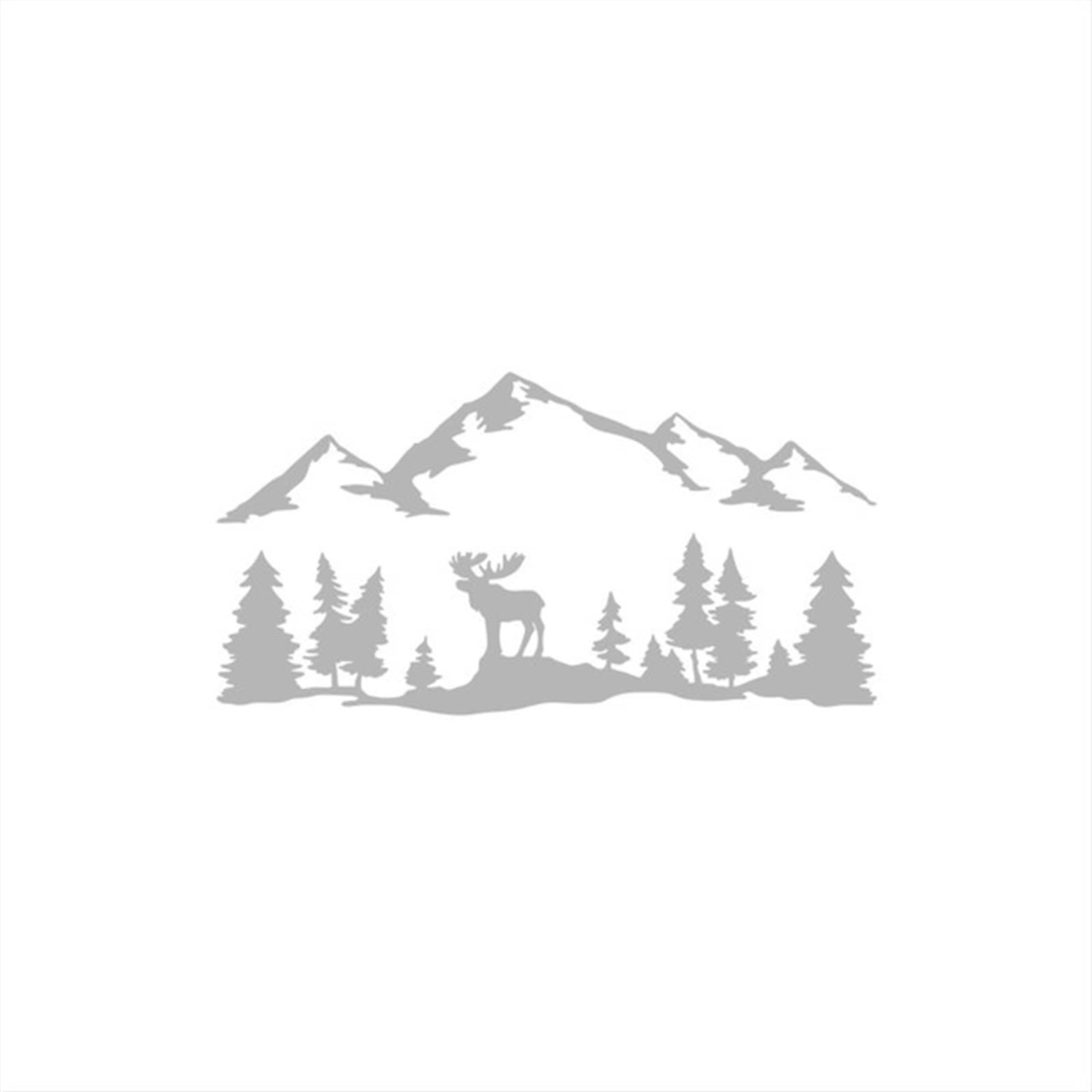 Auto PVC Aufkleber Für SUV RV Off-Road Elk Tree Mountain Vinyl Art Sticker Auto Dekoration Outdoor Aufkleber(Gray,M 95X48CM) von QJPGUHTV