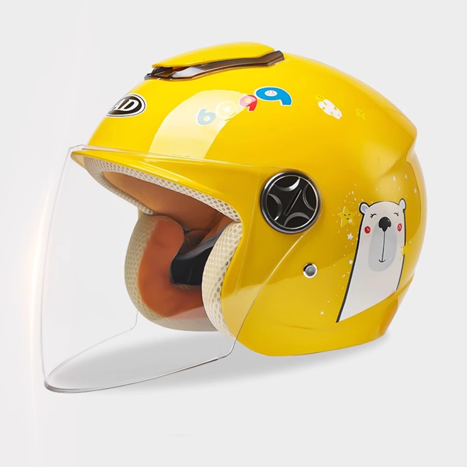 Halbhelm für Kinder, Motorradhelm, offenes Gesicht, Elektrorollerhelm, Jugend-/Kinder-Straßen-/ATV-Helm für Jungen und Mädchen, ECE-geprüft, mit Visier A,45-55CM von QJWMatic