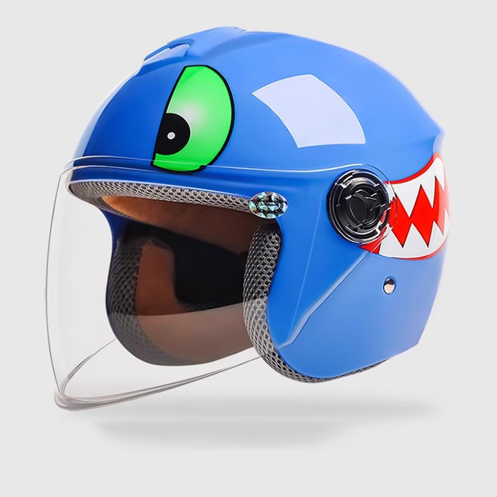 Halbhelm für Kinder, Motorradhelm, offenes Gesicht, Elektrorollerhelm, Jugend-/Kinder-Straßen-/ATV-Helm für Jungen und Mädchen, ECE-geprüft, mit Visier C,45-55CM von QJWMatic