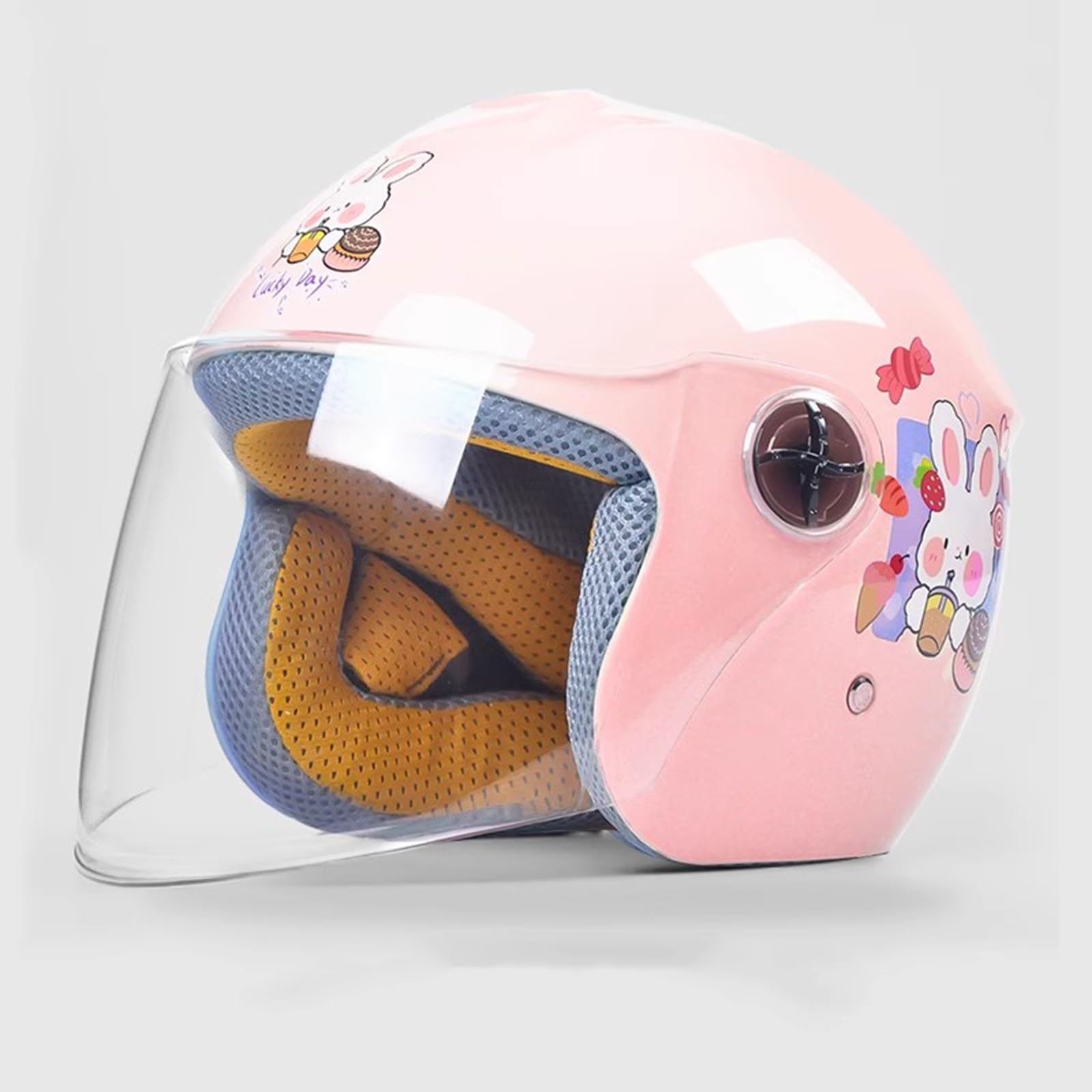 Halbhelm für Kinder, Motorradhelm, offenes Gesicht, Elektrorollerhelm, Jugend-/Kinder-Straßen-/ATV-Helm für Jungen und Mädchen, ECE-geprüft, mit Visier E,45-55CM von QJWMatic