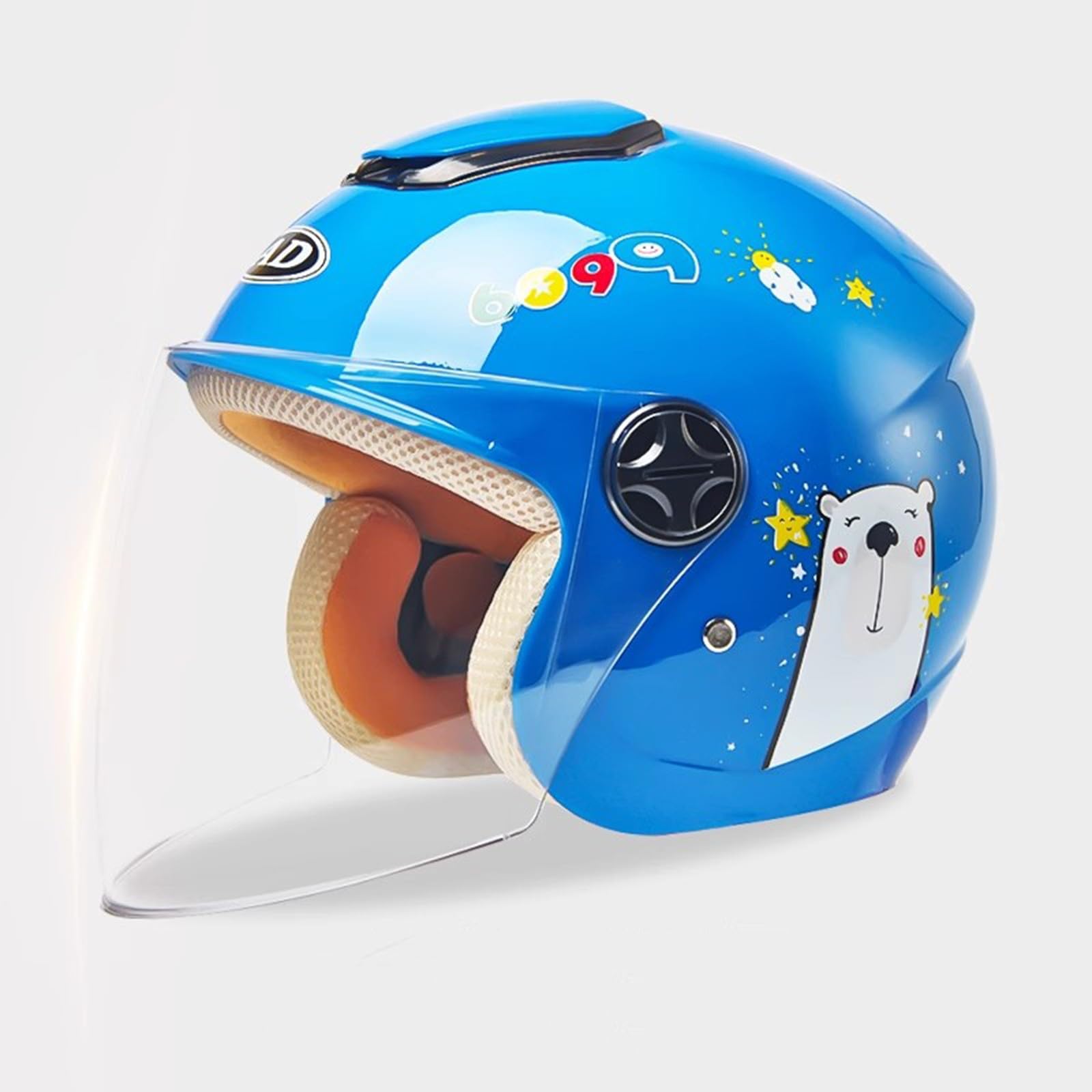 Halbhelm für Kinder, Motorradhelm, offenes Gesicht, Elektrorollerhelm, Jugend-/Kinder-Straßen-/ATV-Helm für Jungen und Mädchen, ECE-geprüft, mit Visier J,45-55CM von QJWMatic