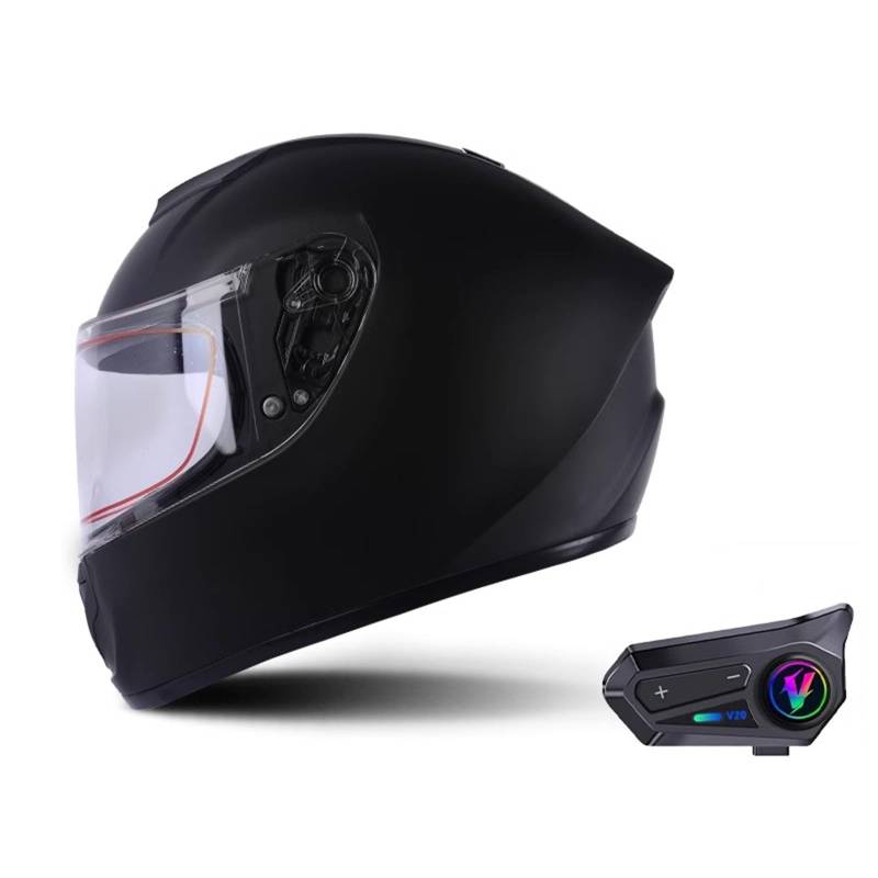 Integralhelm Motorradhelm Mit Bluetooth Modulare Helm Mit Sonnenblende ECE Zertifiziert Roller Mofa Helm Für Erwachsene Herren Damen E,L59-60CM von QJWMatic