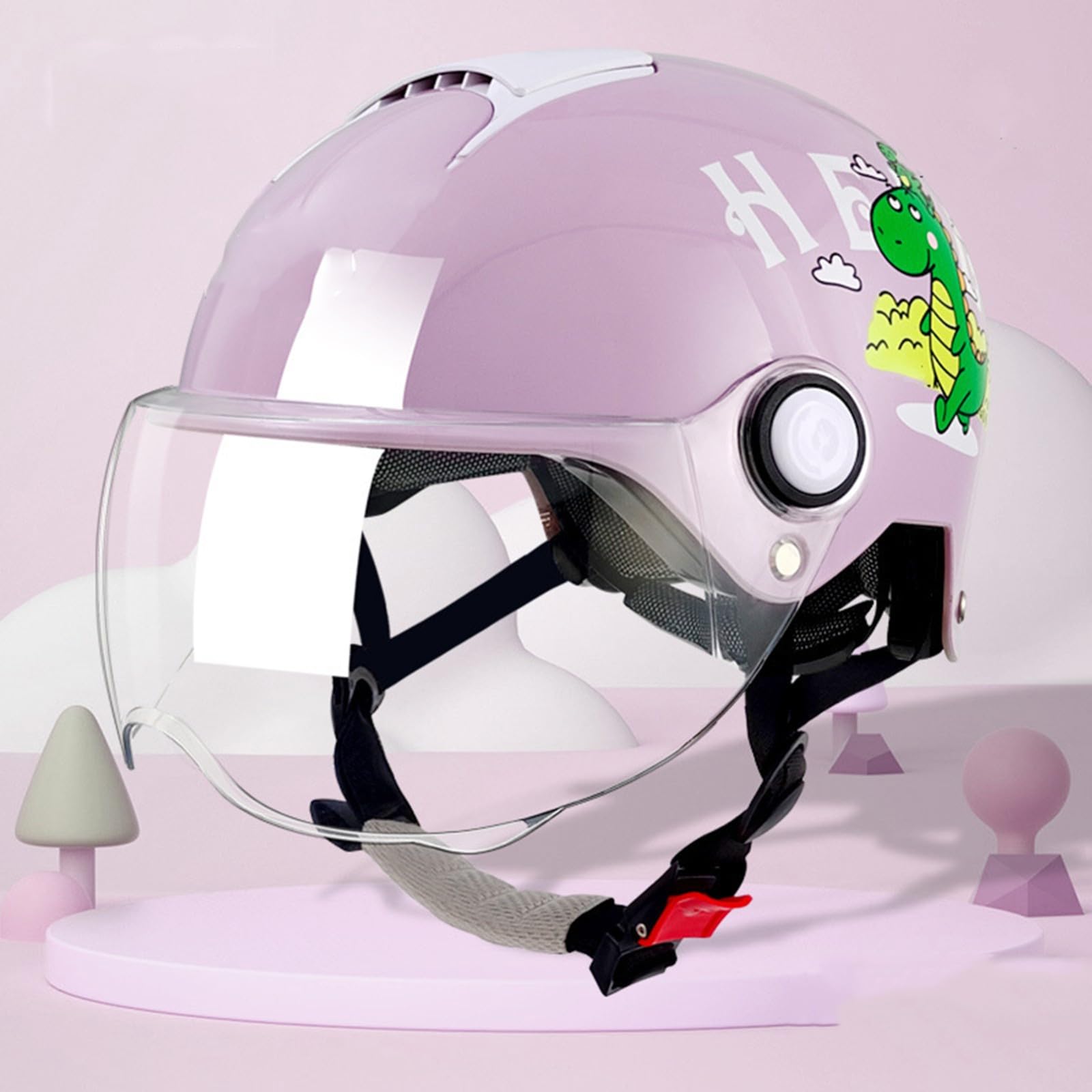 Kinder Cartoon Motorradhelm Cartoon Mode 3/4 Jethelm Mit Visier Jethelm Leichter Junge Mädchen Helm D,52-57CM von QJWMatic