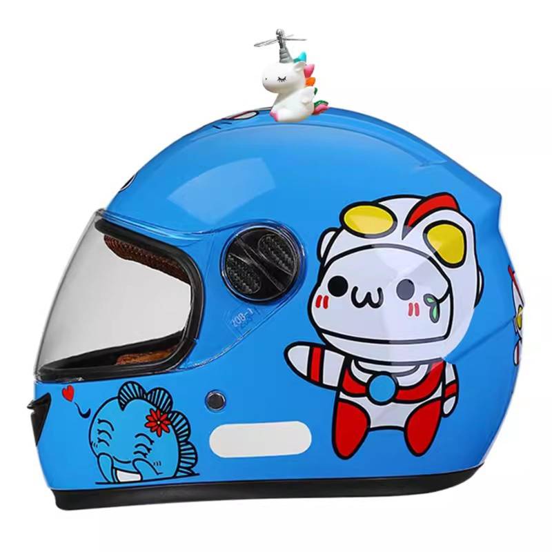 QJWMatic Kinder-Integral-Motorradhelm Leichte Sturzhelme Mit Sonnenblende Für Jungen Und Mädchen Von 3–12 Jahren Vier Jahreszeiten B,48-55CM von QJWMatic