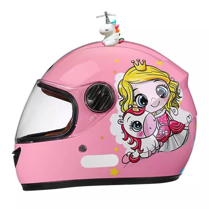 Kinder-Integral-Motorradhelm Leichte Sturzhelme Mit Sonnenblende Für Jungen Und Mädchen Von 3–12 Jahren Vier Jahreszeiten F,48-55CM von QJWMatic