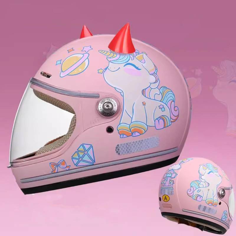 Kinder Motorrad Integralhelm Racing Motocross ATV Helm Jungen Mädchen Straße Elektro Moped Helm für 4-15 Jahre Kinder C,46-53CM von QJWMatic