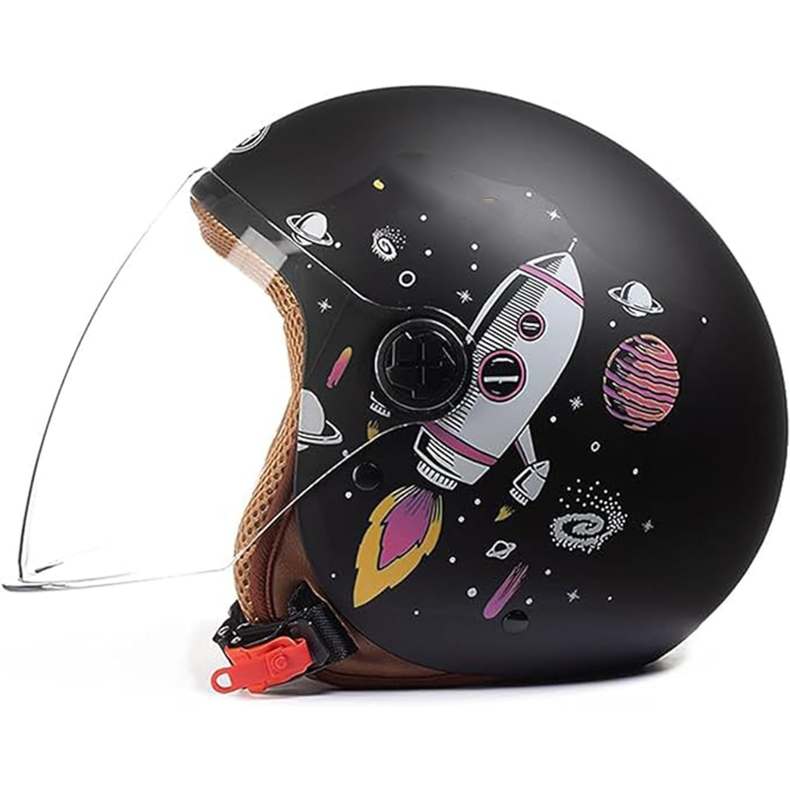 QJWMatic Kinder-Motorradhelm, 3/4-Jethelm mit Visier, ECE-geprüft, geeignet für Jungen und Mädchen im Alter von 3–15 Jahren B,47-54CM von QJWMatic