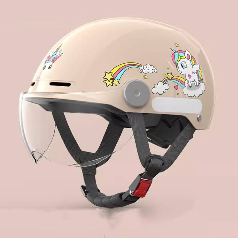 Kinder-Motorradhelm Offene 3/4-Halbhelme Mit Visier Jungen- Und Mädchen-Moped-Jethelm Für 3–16 Jahre D,48-58CM von QJWMatic