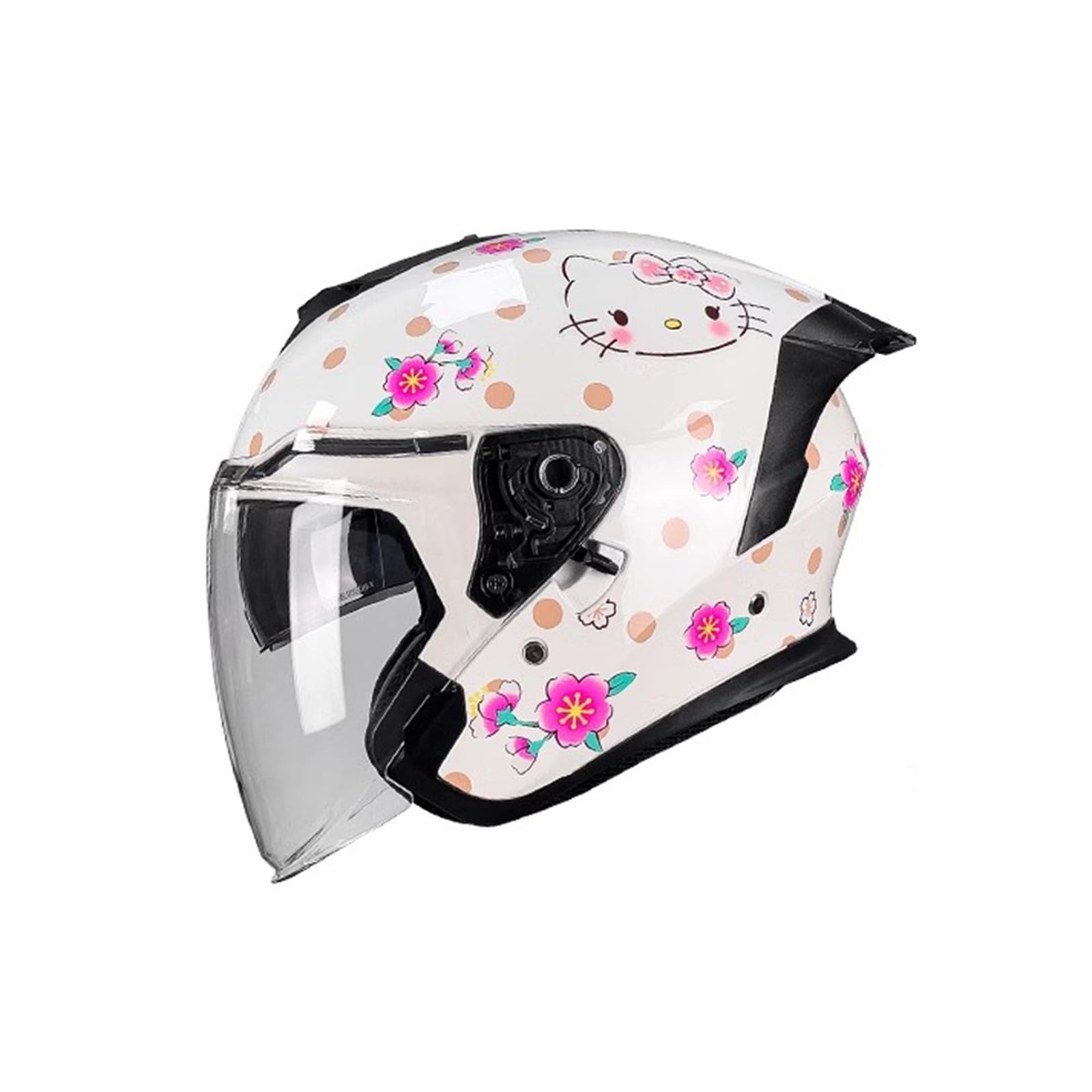 Offener Motorrad-Jethelm, 3/4-Halbhelm mit offenem Gesicht und Doppelvisier für Cruiser-Scooter, Erwachsene, Männer und Frauen, ECE-geprüft A,XXL63-64CM von QJWMatic