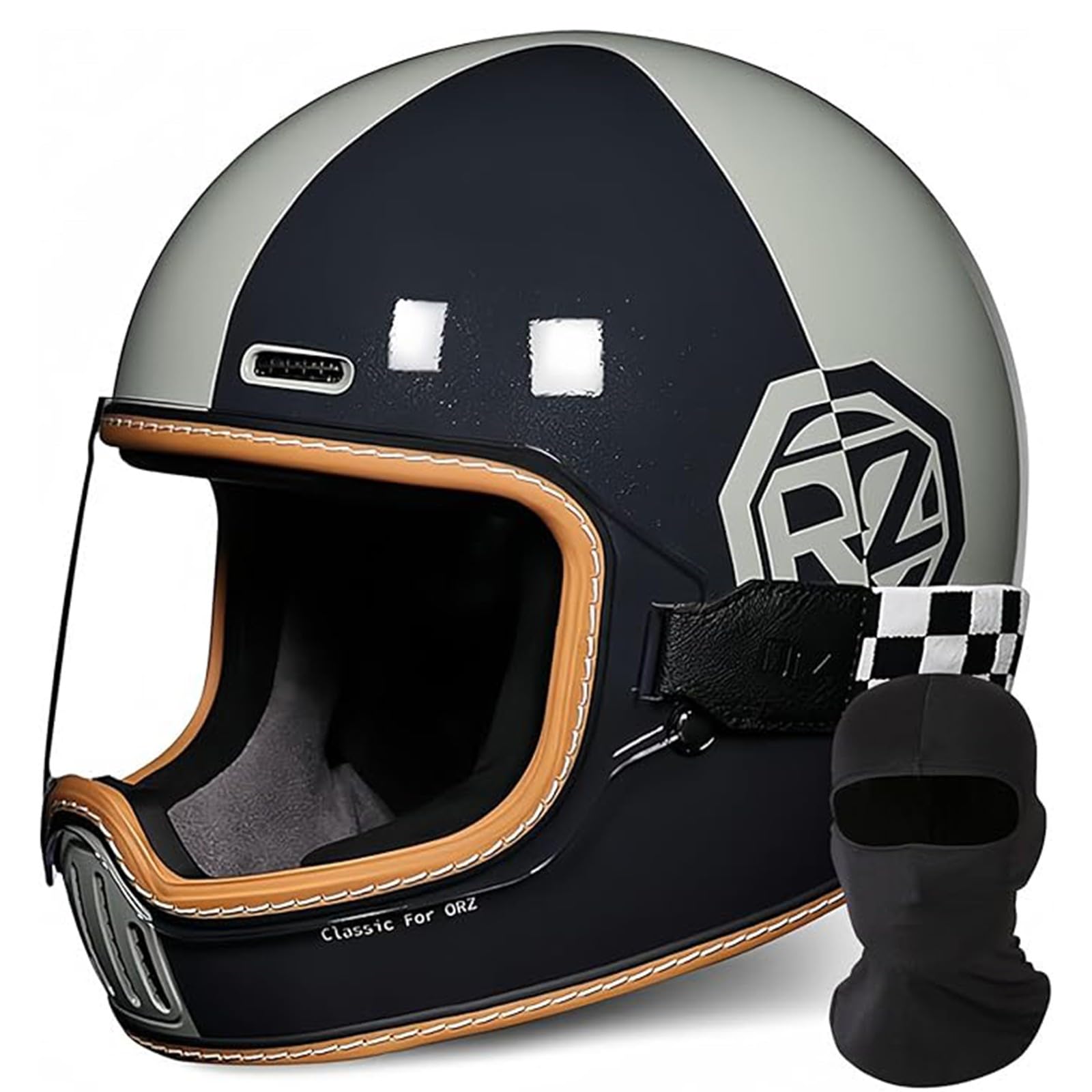 QJWMatic Full Face Motorrad Helm Vintage Integralhelm ECE-Zugelassenes Motorrad-Elektrofahrzeug Vier Jahreszeiten Männer Und Frauen Touring-Motorradhelm B,L56-58CM von QJWMatic