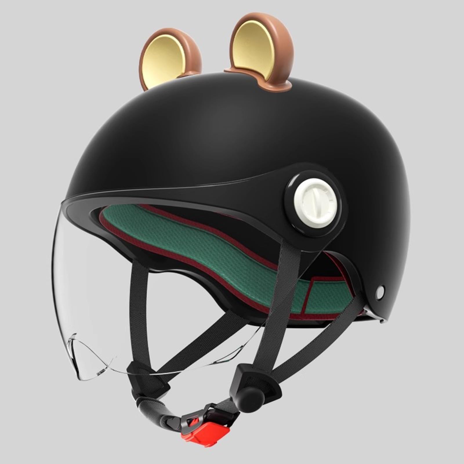 QJWMatic Kinder-Elektro-Motorradhelm mit offenem Gesicht, süßer Kinder-Vintage-Scooter-Halbhelm mit Cartoon-Muster, Jet-Straßenmoped-Vierjahreszeitenhelm A,48-55CM von QJWMatic