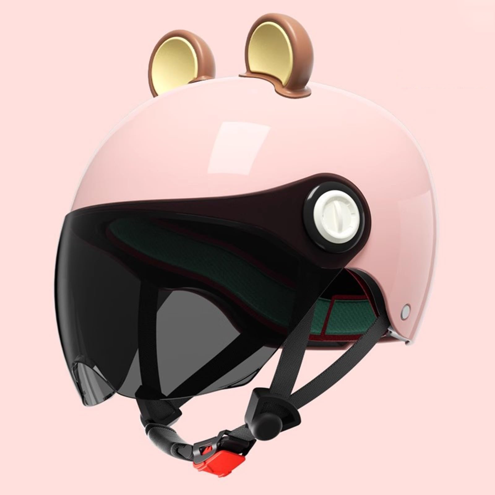 QJWMatic Kinder-Elektro-Motorradhelm mit offenem Gesicht, süßer Kinder-Vintage-Scooter-Halbhelm mit Cartoon-Muster, Jet-Straßenmoped-Vierjahreszeitenhelm B,48-55CM von QJWMatic