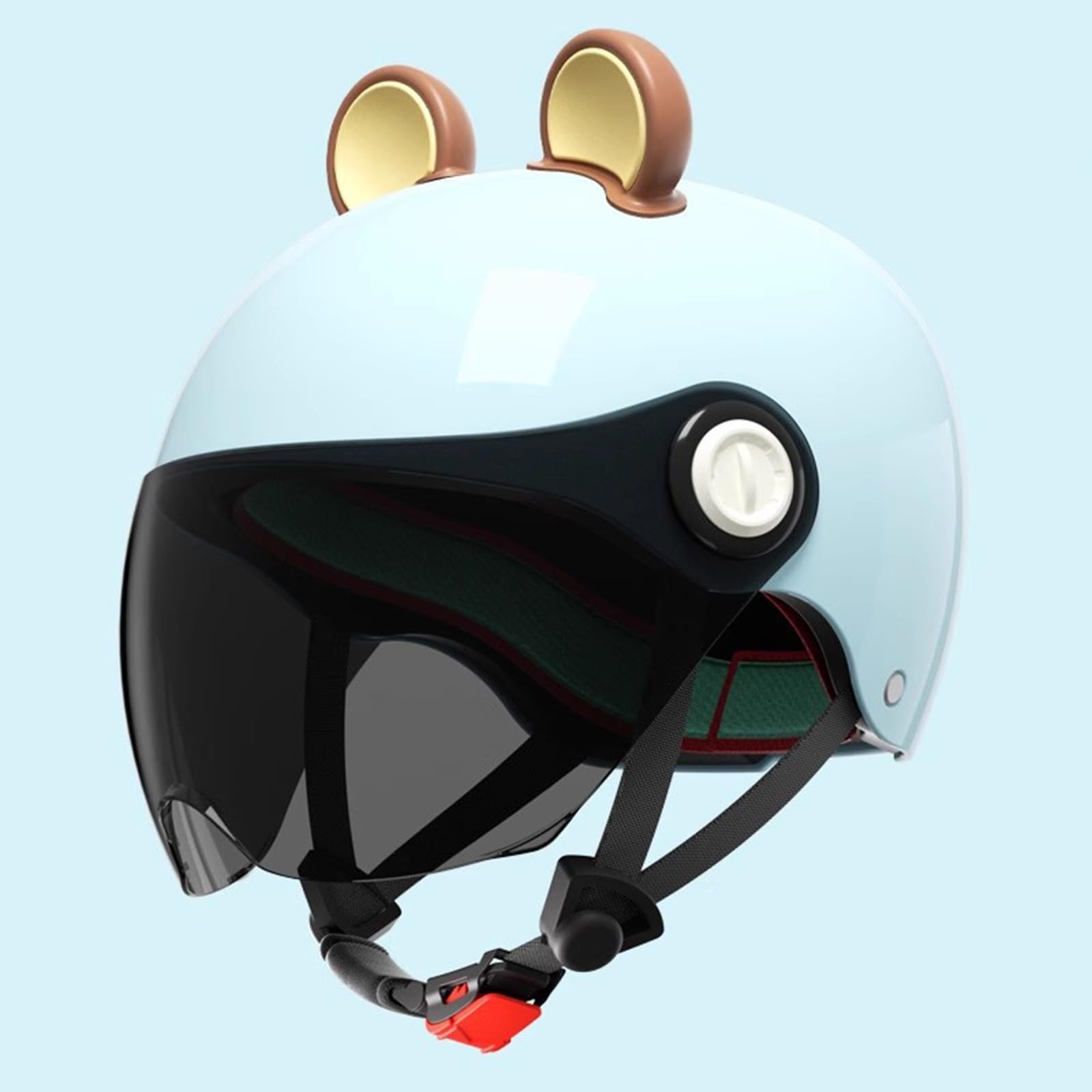 QJWMatic Kinder-Elektro-Motorradhelm mit offenem Gesicht, süßer Kinder-Vintage-Scooter-Halbhelm mit Cartoon-Muster, Jet-Straßenmoped-Vierjahreszeitenhelm C,48-55CM von QJWMatic