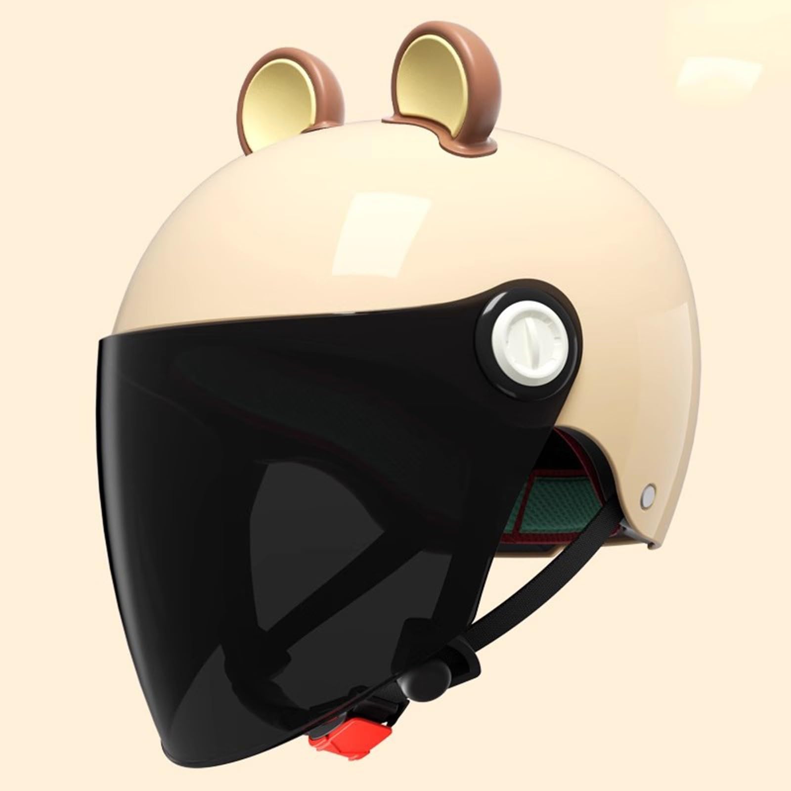 QJWMatic Kinder-Elektro-Motorradhelm mit offenem Gesicht, süßer Kinder-Vintage-Scooter-Halbhelm mit Cartoon-Muster, Jet-Straßenmoped-Vierjahreszeitenhelm D,48-55CM von QJWMatic