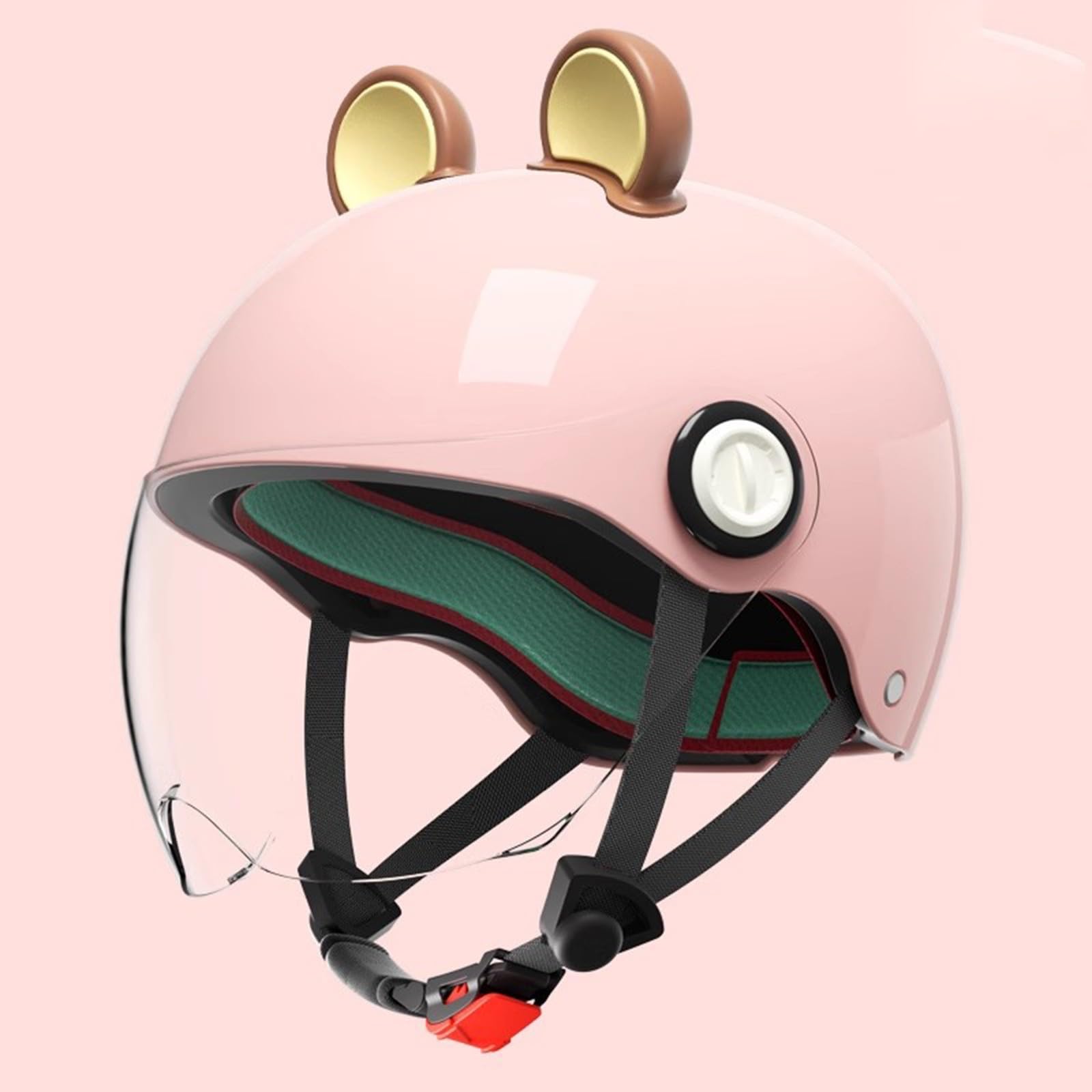 QJWMatic Kinder-Elektro-Motorradhelm mit offenem Gesicht, süßer Kinder-Vintage-Scooter-Halbhelm mit Cartoon-Muster, Jet-Straßenmoped-Vierjahreszeitenhelm F,48-55CM von QJWMatic