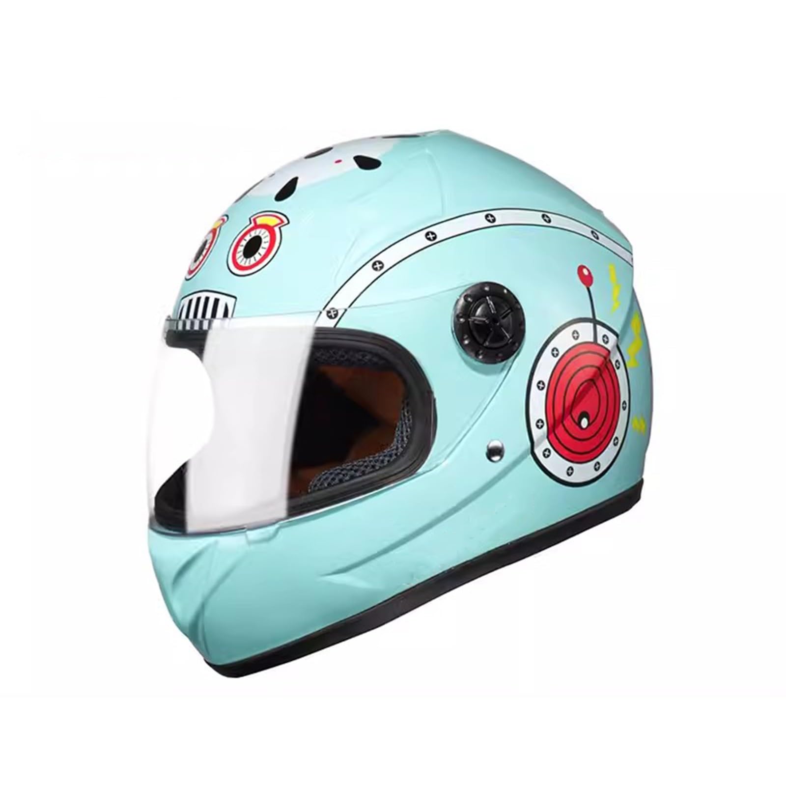 Kinder-Motorrad-Integralhelme Jungen Und Mädchen Leichter Street-Cruiser-ATV-Helm Mit Visier Für 2–10 Jahre B,48-52CM von QJWMatic