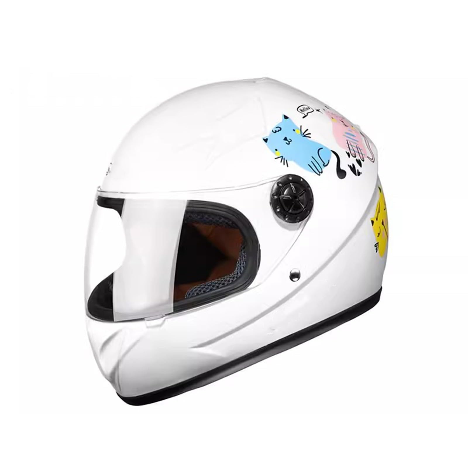 Kinder-Motorrad-Integralhelme Jungen Und Mädchen Leichter Street-Cruiser-ATV-Helm Mit Visier Für 2–10 Jahre F,48-52CM von QJWMatic