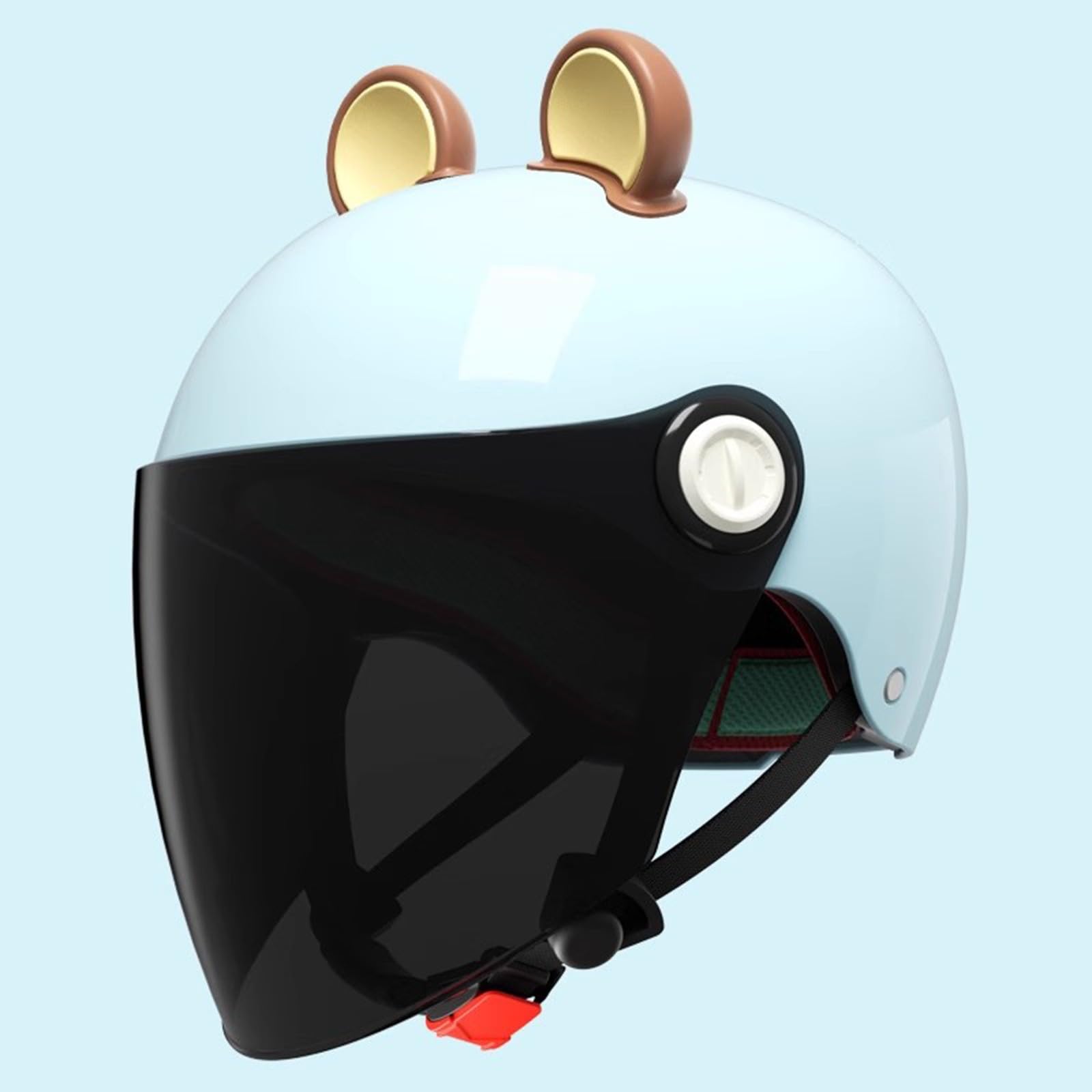 QJWMatic Kinder-Motorradhelm, elektrischer Halbhelm für Kinder, ATV-Straßen-Halbhelm, Kleinkind-Retrohelme für Jugendliche, Jungen und Mädchen, ECE-geprüft F,48-55CM von QJWMatic