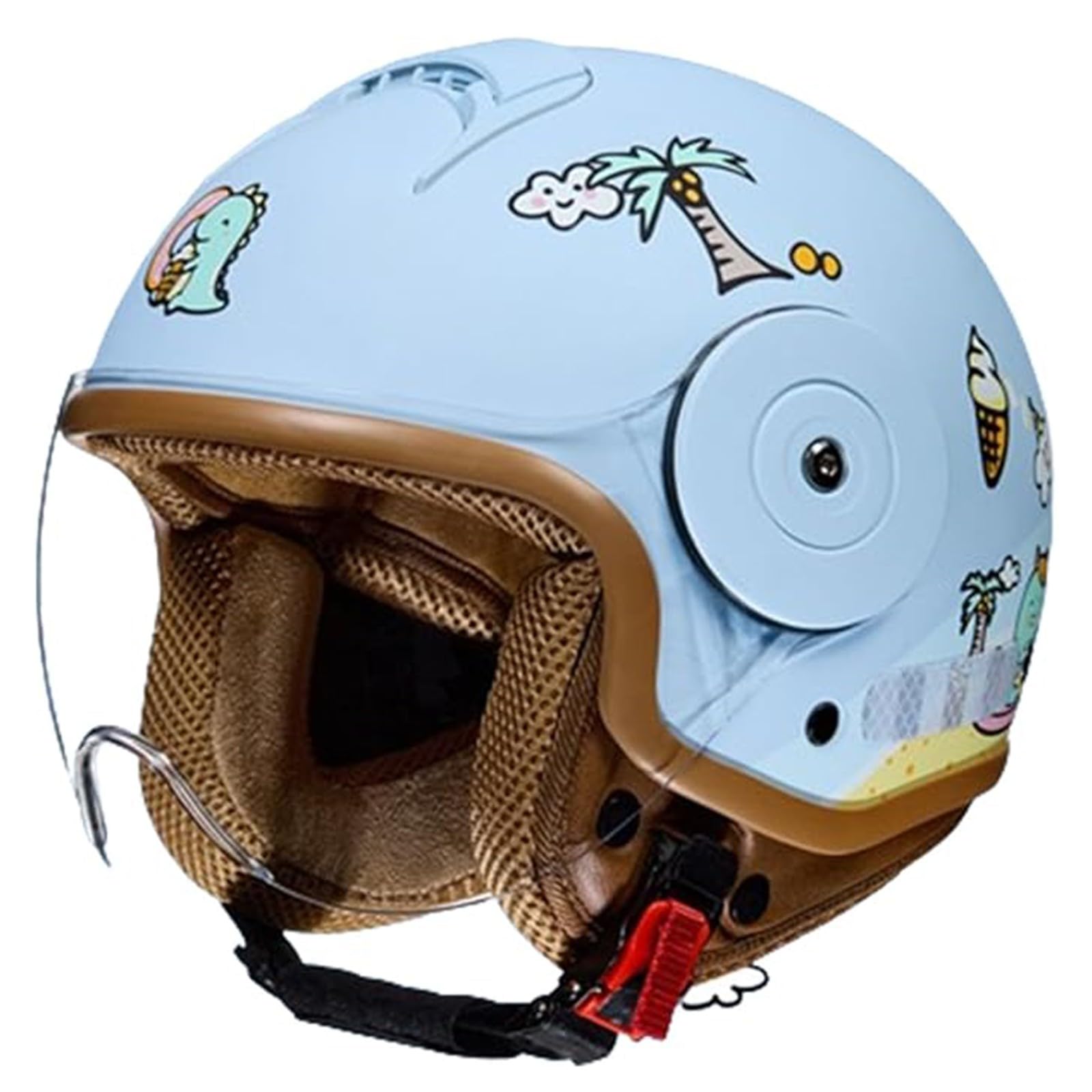 QJWMatic Kinder-Motorradhelm, offenes Gesicht, mit Visier, für Kinder im Alter von 3–14 Jahren, Retro-ATV-Moped-Helme für Motorroller ECE-geprüft D,46-54CM von QJWMatic