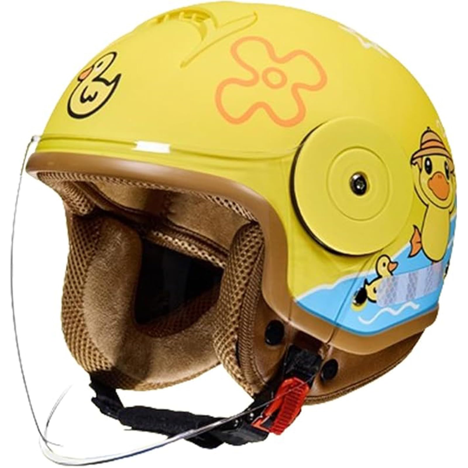 QJWMatic Kinder-Motorradhelm, offenes Gesicht, mit Visier, für Kinder im Alter von 3–14 Jahren, Retro-ATV-Moped-Helme für Motorroller ECE-geprüft E,46-54CM von QJWMatic