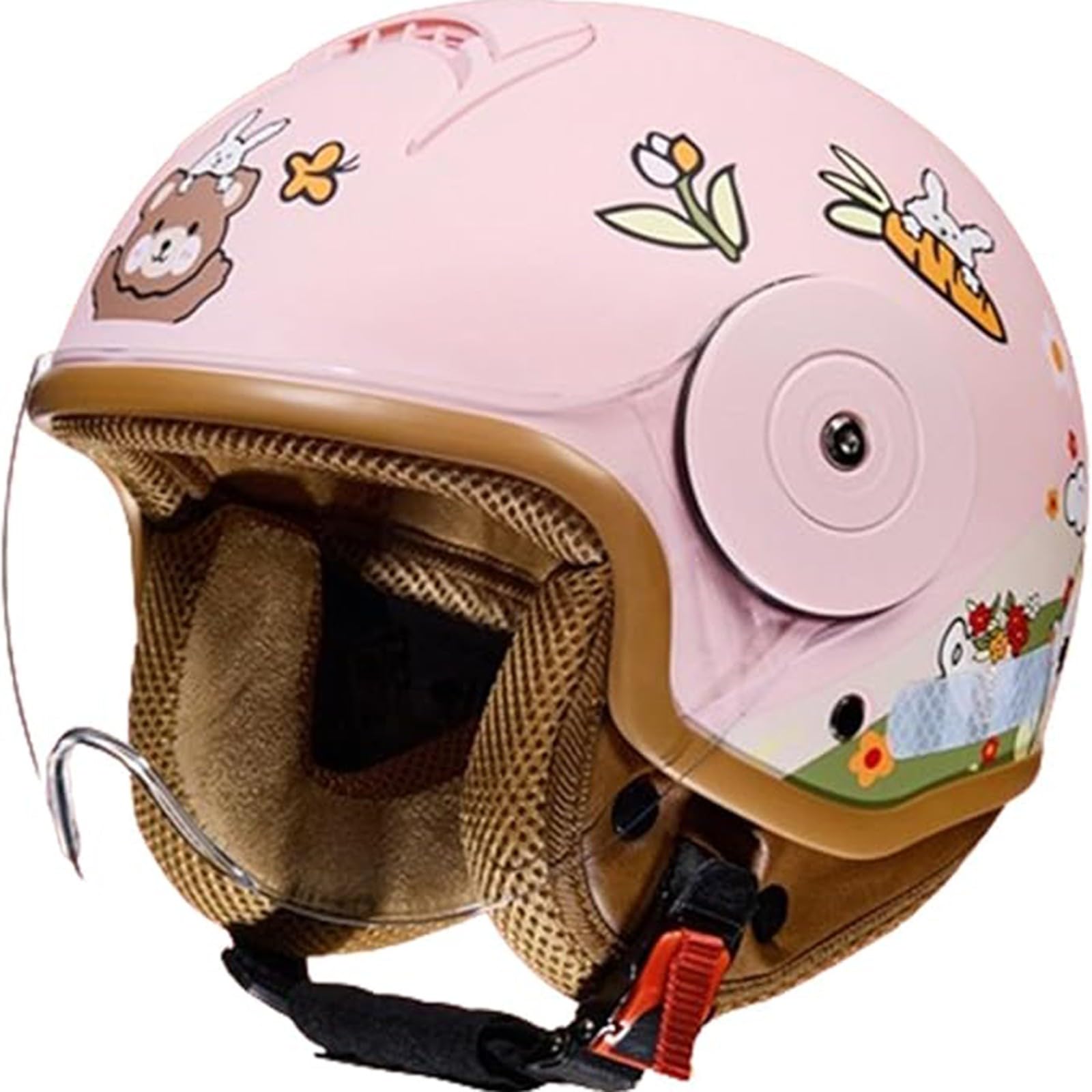 QJWMatic Kinder-Motorradhelm, offenes Gesicht, mit Visier, für Kinder im Alter von 3–14 Jahren, Retro-ATV-Moped-Helme für Motorroller ECE-geprüft H,46-54CM von QJWMatic