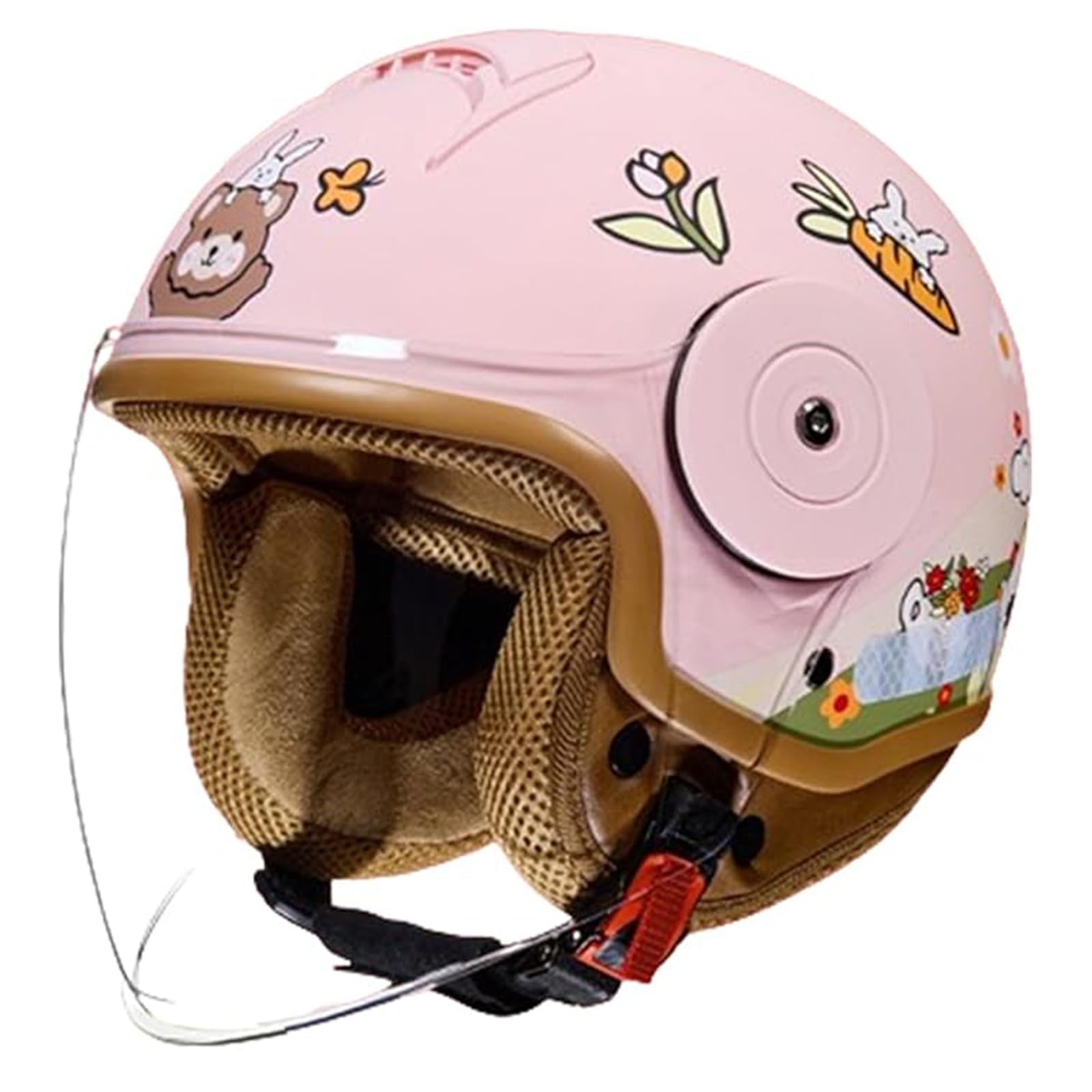 QJWMatic Kinder-Motorradhelm, offenes Gesicht, mit Visier, für Kinder im Alter von 3–14 Jahren, Retro-ATV-Moped-Helme für Motorroller ECE-geprüft L,46-54CM von QJWMatic