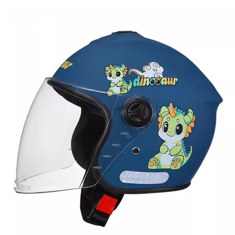 QJWMatic Kinder Niedlicher Halbhelm Retro Kinder 3/4 Motorradhelm Offenes Gesicht Vier Jahreszeiten Helm Jungen Mädchen Mit Sonnenblende C,50-55CM von QJWMatic