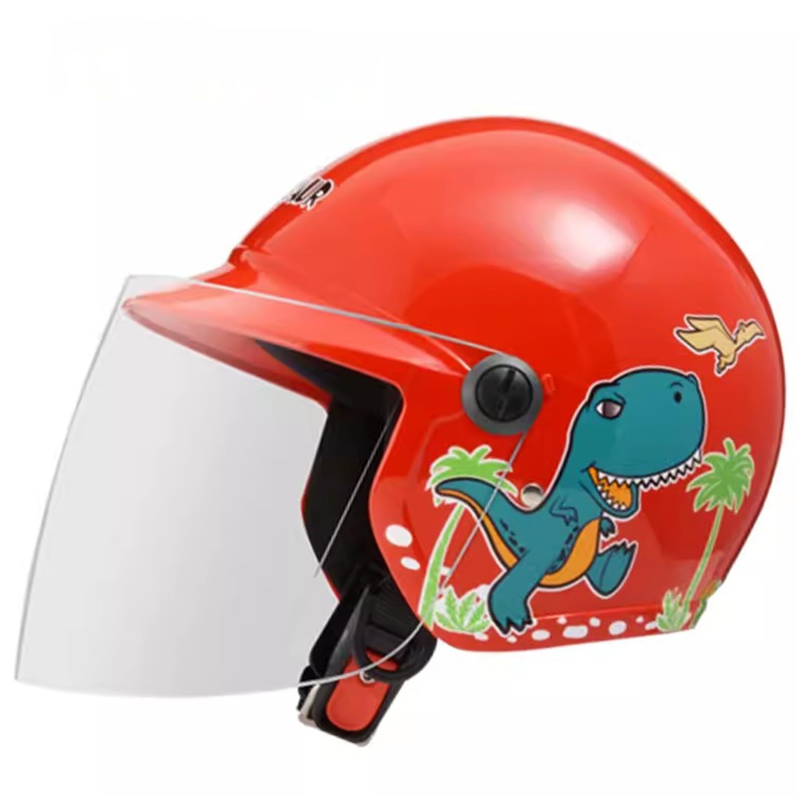 QJWMatic Leichter süßer Motorradhelm für Kinder und Jugendliche, Street Electric, offener Retro-Halbhelm für Jungen und Mädchen Vintage Cruiser Moped ATV Helm mit Sonnenblende B,48-53CM von QJWMatic