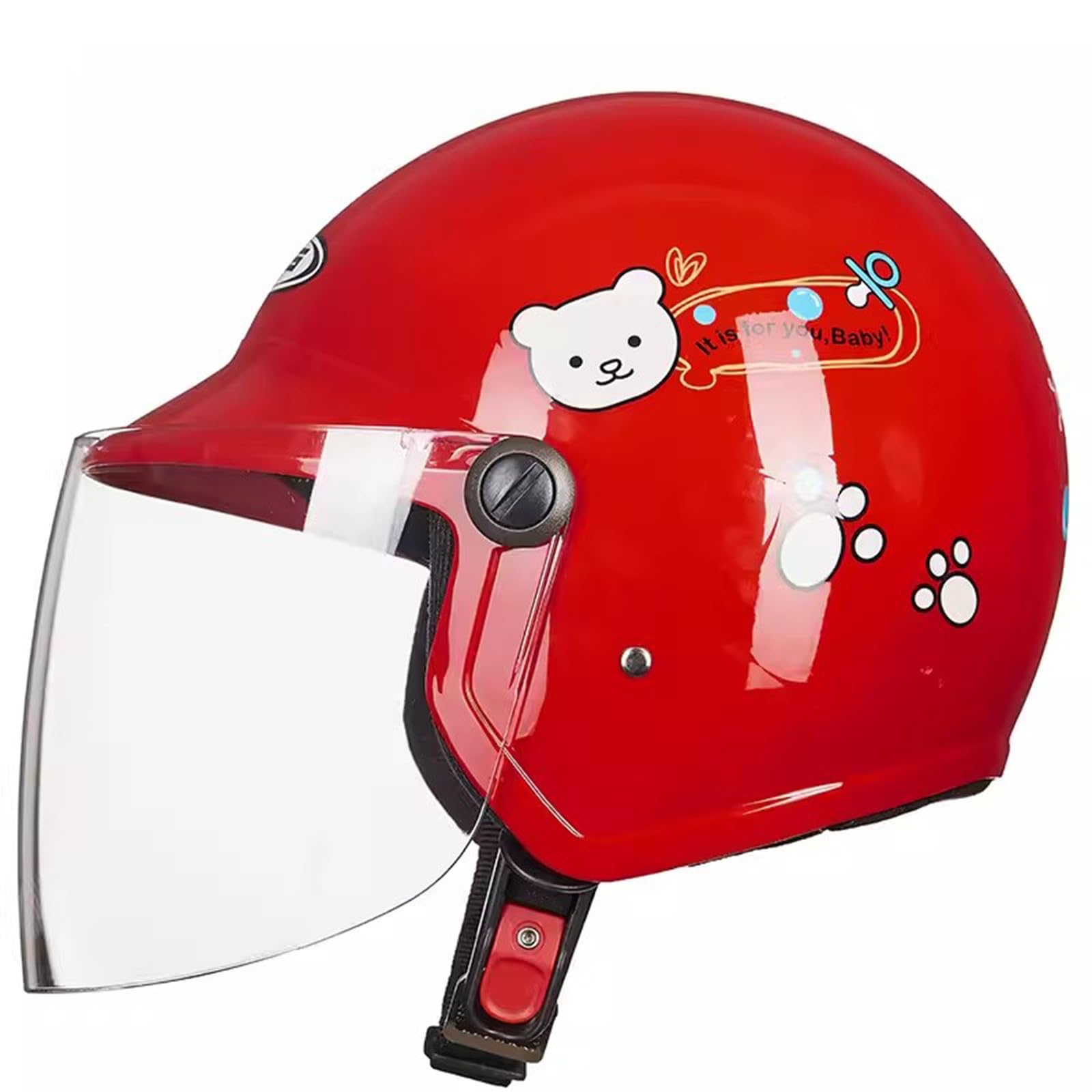 QJWMatic Leichter süßer Motorradhelm für Kinder und Jugendliche, Street Electric, offener Retro-Halbhelm für Jungen und Mädchen Vintage Cruiser Moped ATV Helm mit Sonnenblende D,48-53CM von QJWMatic