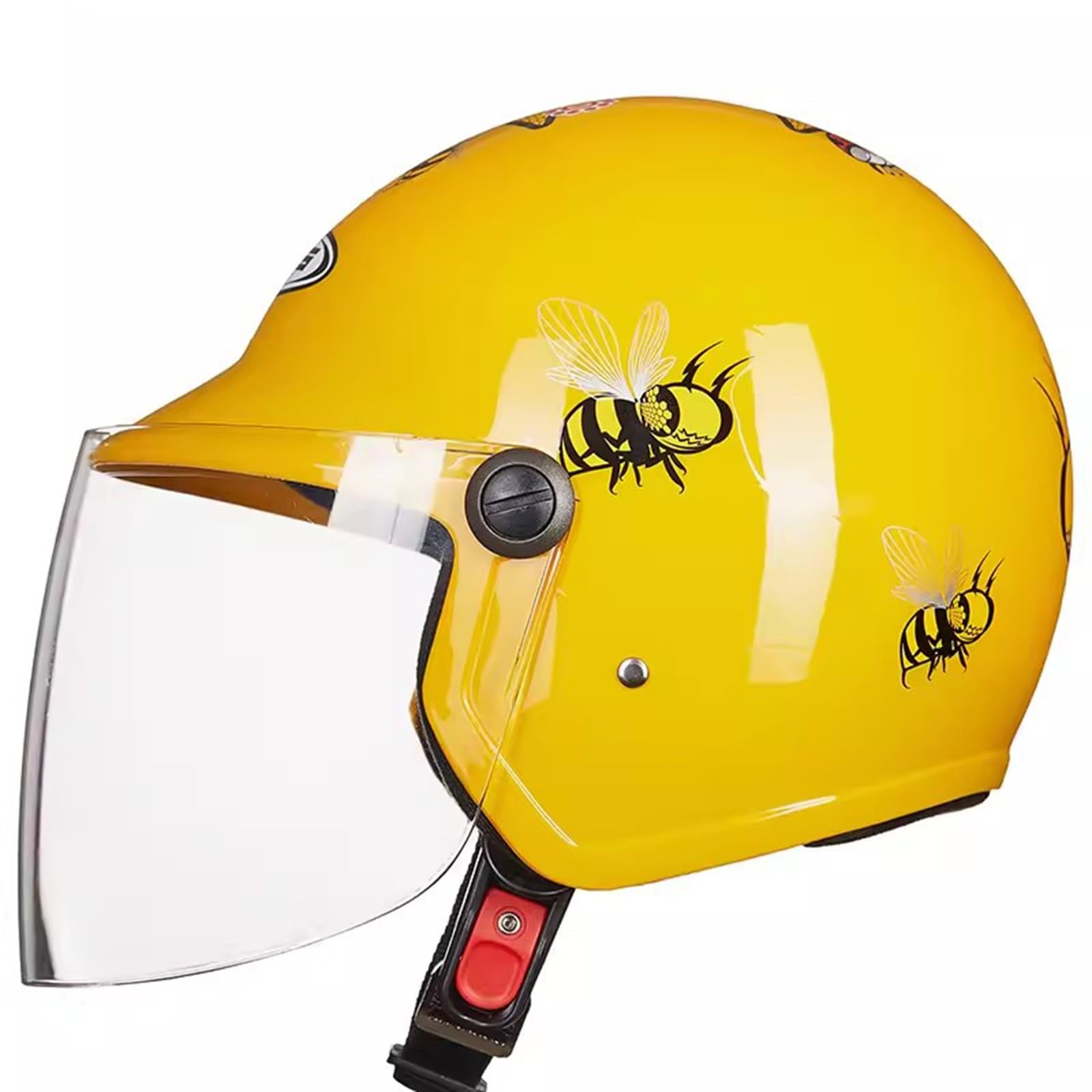 QJWMatic Leichter süßer Motorradhelm für Kinder und Jugendliche, Street Electric, offener Retro-Halbhelm für Jungen und Mädchen Vintage Cruiser Moped ATV Helm mit Sonnenblende E,48-53CM von QJWMatic