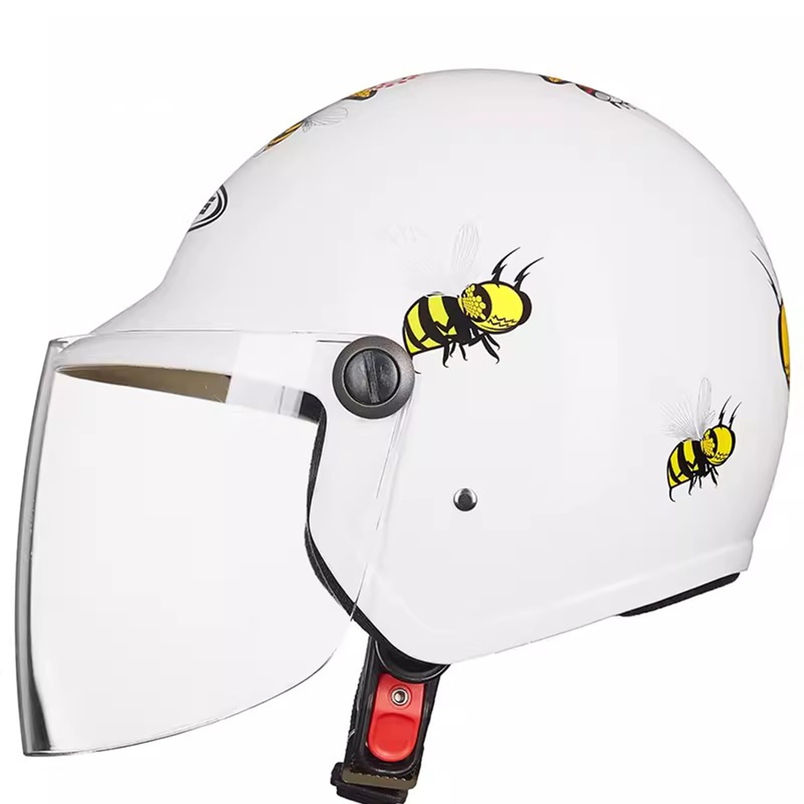 QJWMatic Leichter süßer Motorradhelm für Kinder und Jugendliche, Street Electric, offener Retro-Halbhelm für Jungen und Mädchen Vintage Cruiser Moped ATV Helm mit Sonnenblende G,48-53CM von QJWMatic