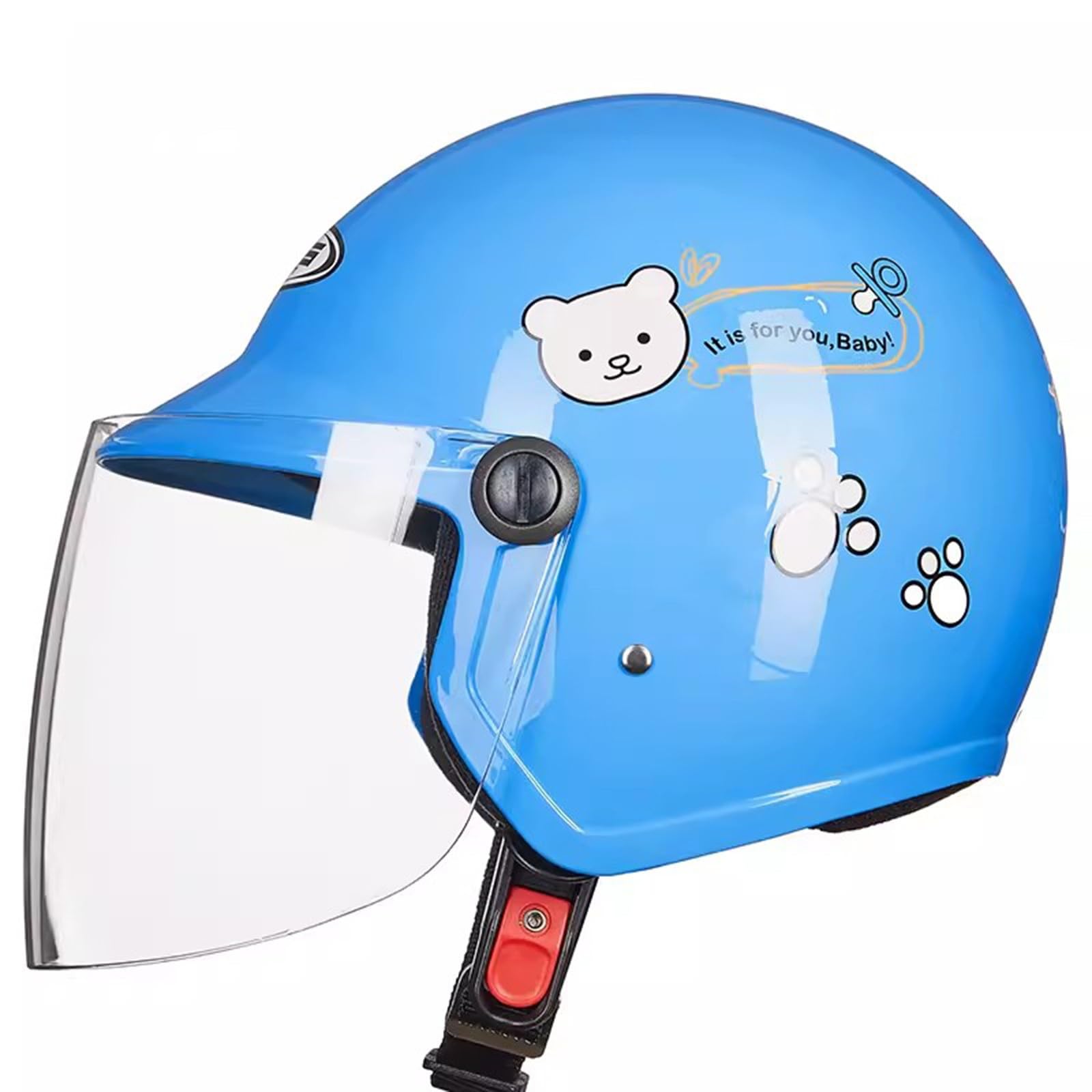 QJWMatic Leichter süßer Motorradhelm für Kinder und Jugendliche, Street Electric, offener Retro-Halbhelm für Jungen und Mädchen Vintage Cruiser Moped ATV Helm mit Sonnenblende K,48-53CM von QJWMatic