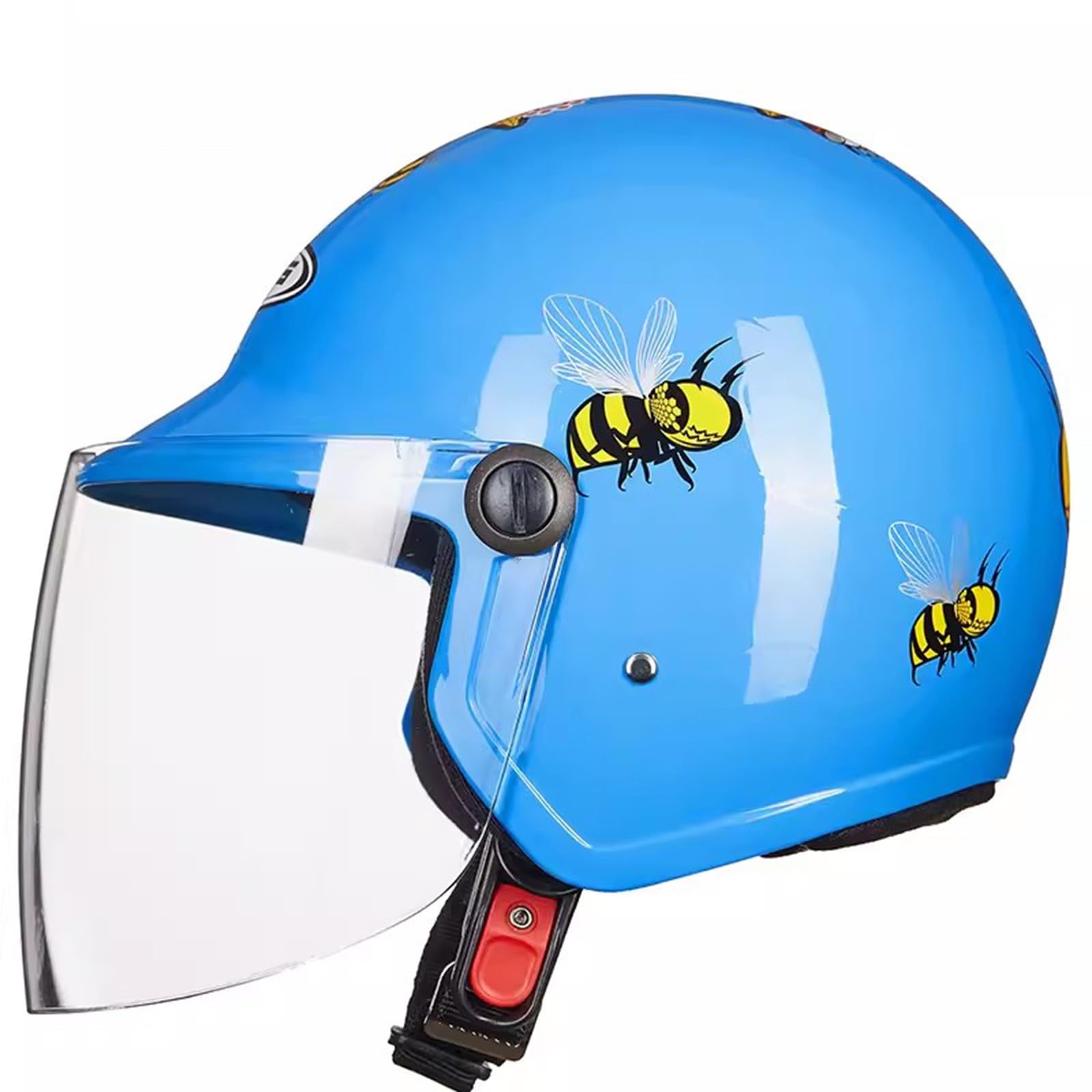 QJWMatic Leichter süßer Motorradhelm für Kinder und Jugendliche, Street Electric, offener Retro-Halbhelm für Jungen und Mädchen Vintage Cruiser Moped ATV Helm mit Sonnenblende M,48-53CM von QJWMatic