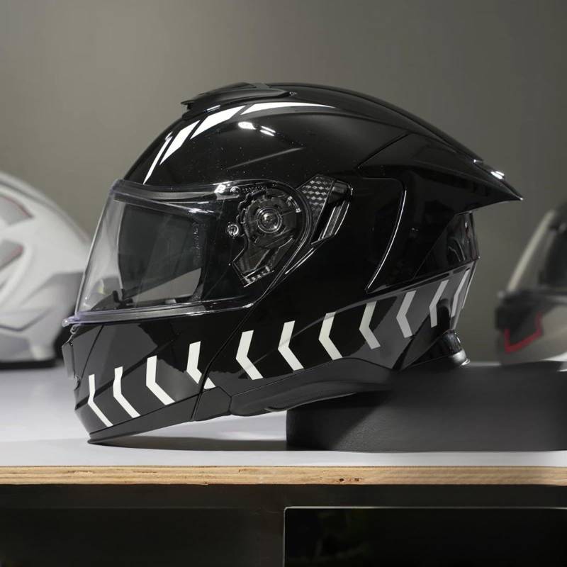 QJWMatic Modulare Motorradhelme Klapphelm für Erwachsene, Integralhelme ECE-geprüft mit Doppelvisier für Männer und Frauen Leichter Helm B,M55-56CM von QJWMatic